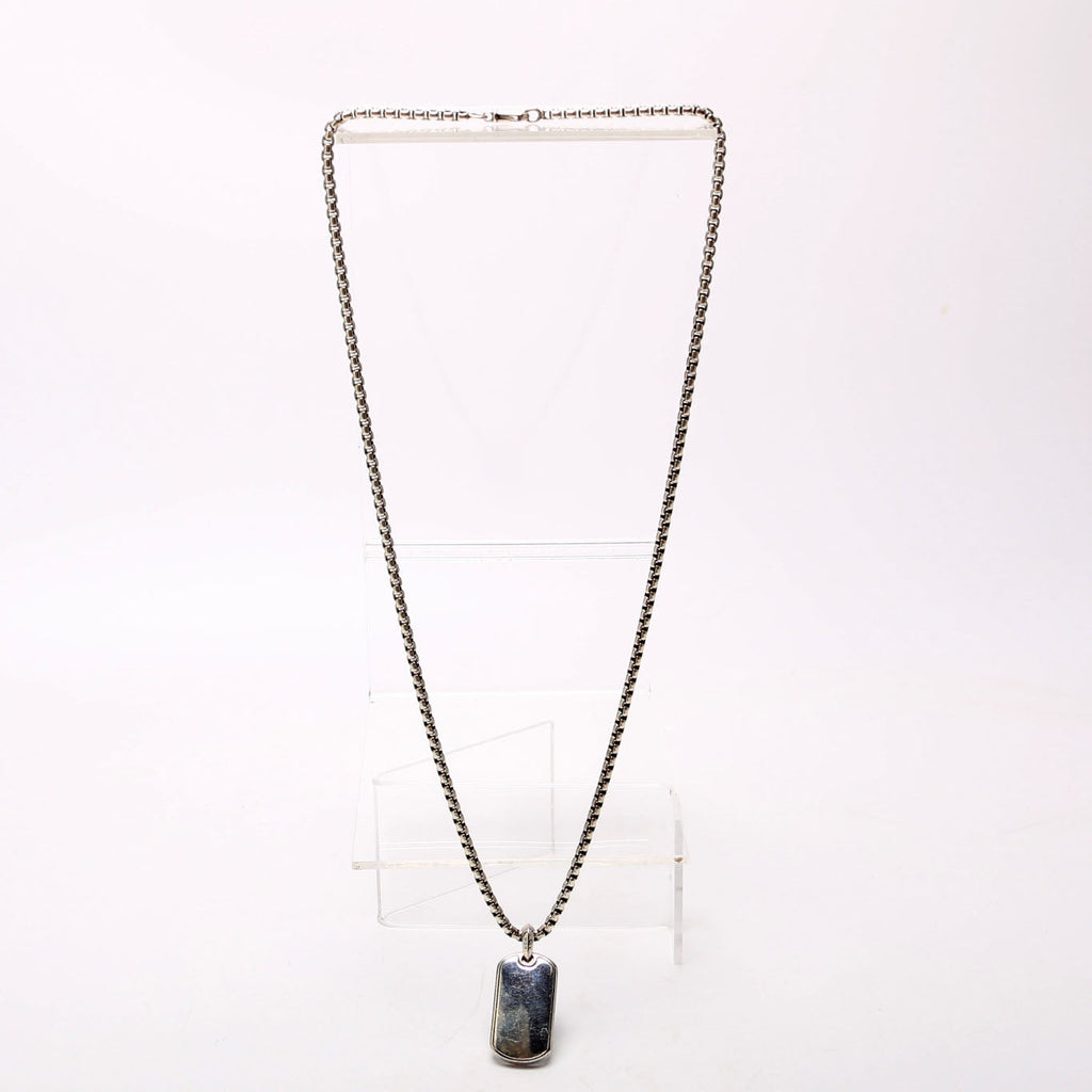 Dog Tag Long Necklace 925/Onyx