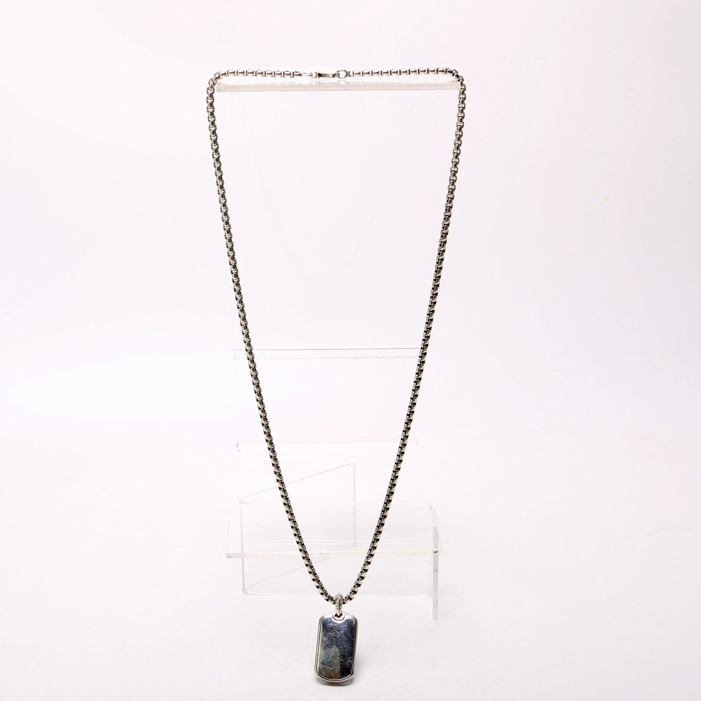 Dog Tag Long Necklace 925/Onyx