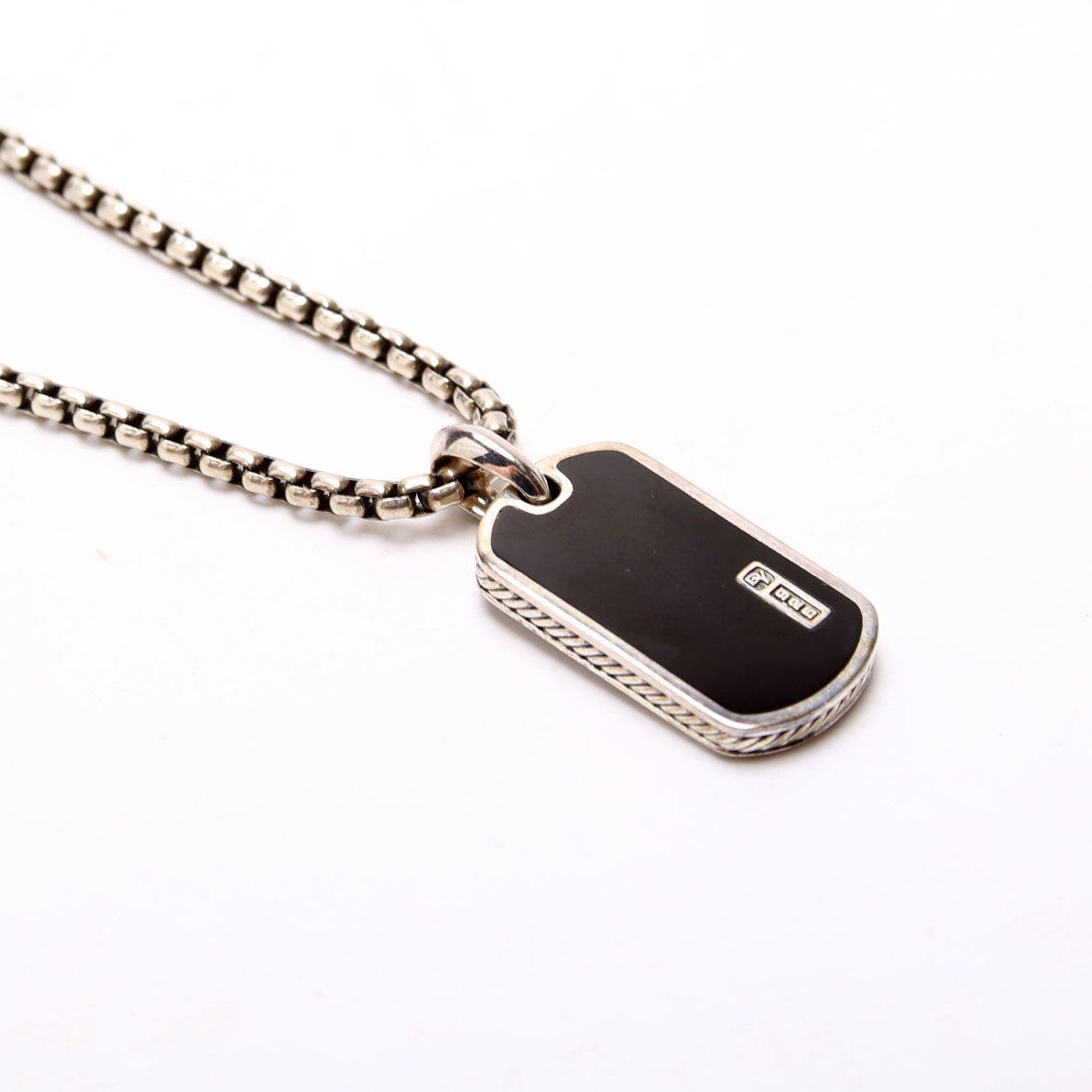 Dog Tag Long Necklace 925/Onyx