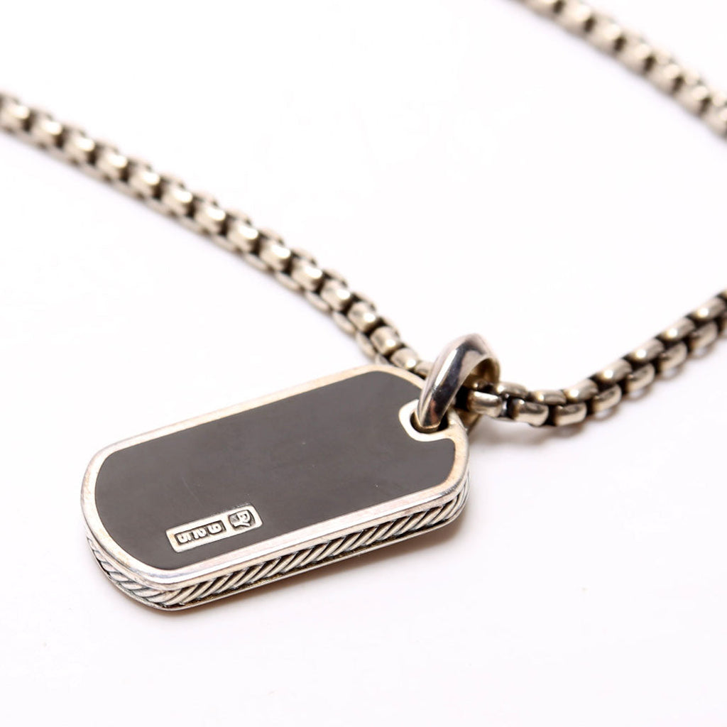 Dog Tag Long Necklace 925/Onyx