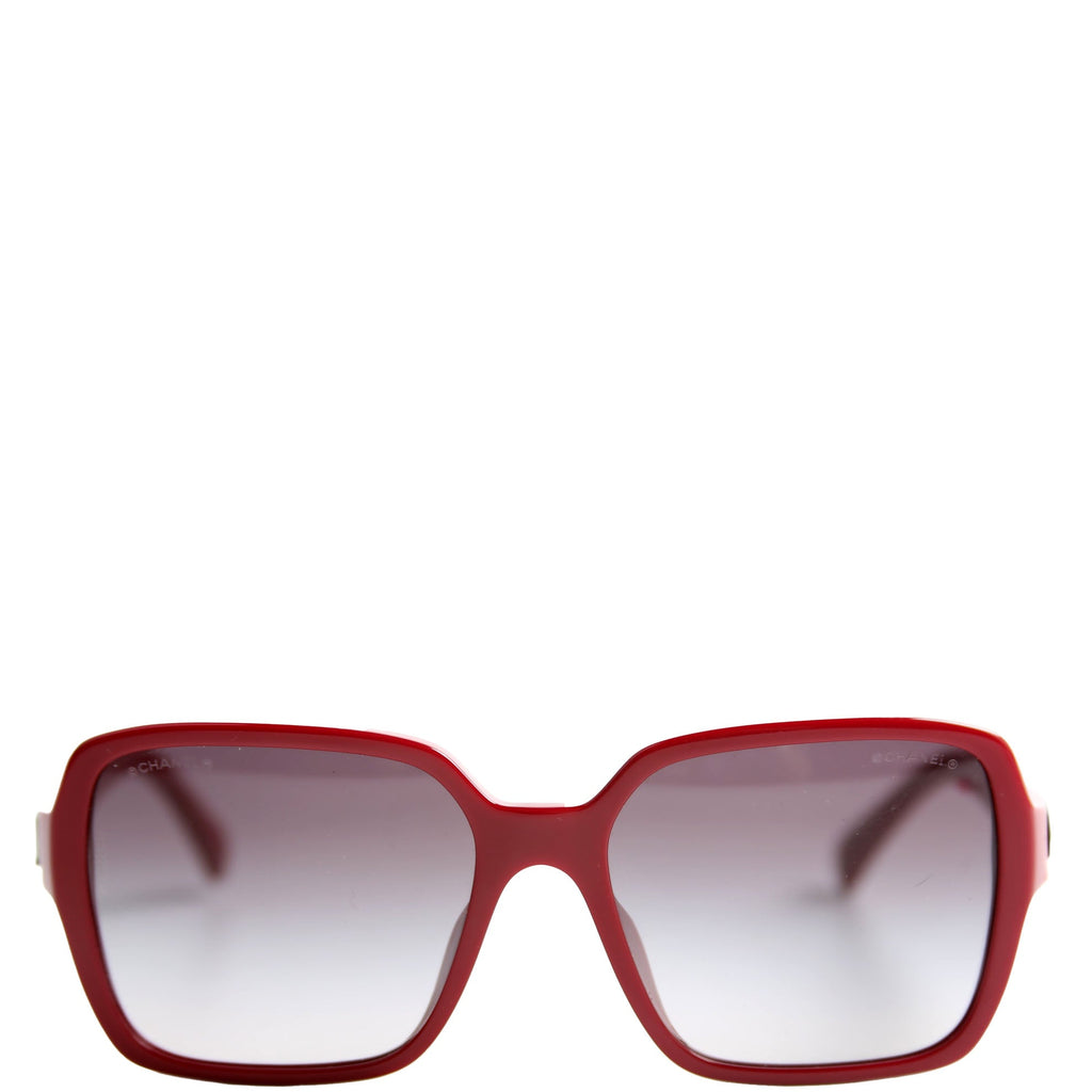 5408-A Square Acetate Sunglasses Red