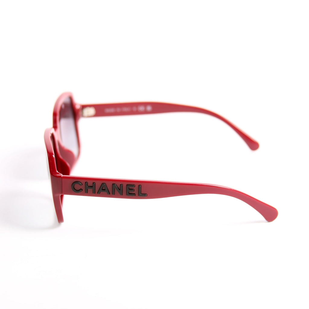 5408-A Square Acetate Sunglasses Red