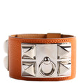 Collier De Chien Epsom Leather Bracelet Orange/Silver