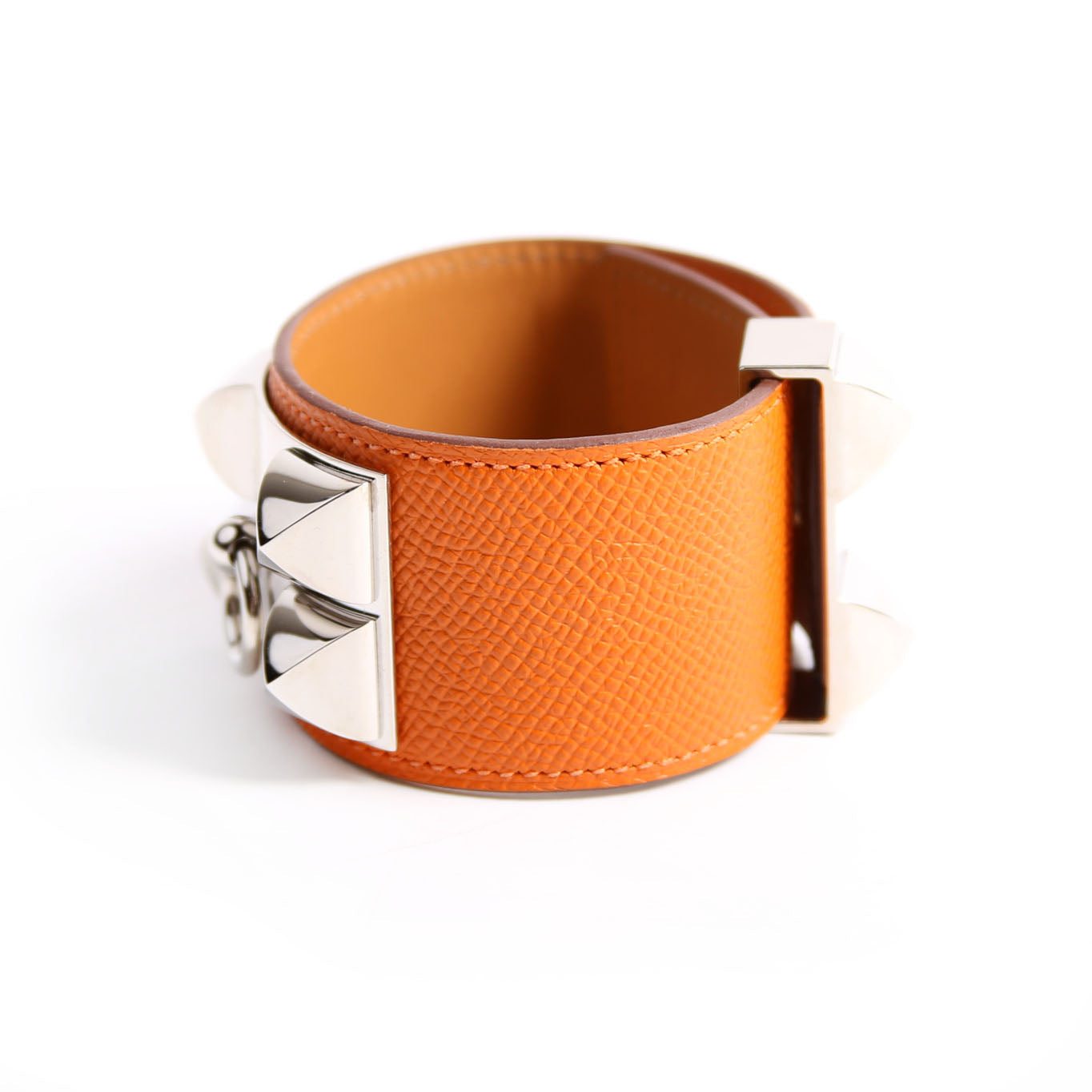 Collier De Chien Epsom Leather Bracelet Orange/Silver