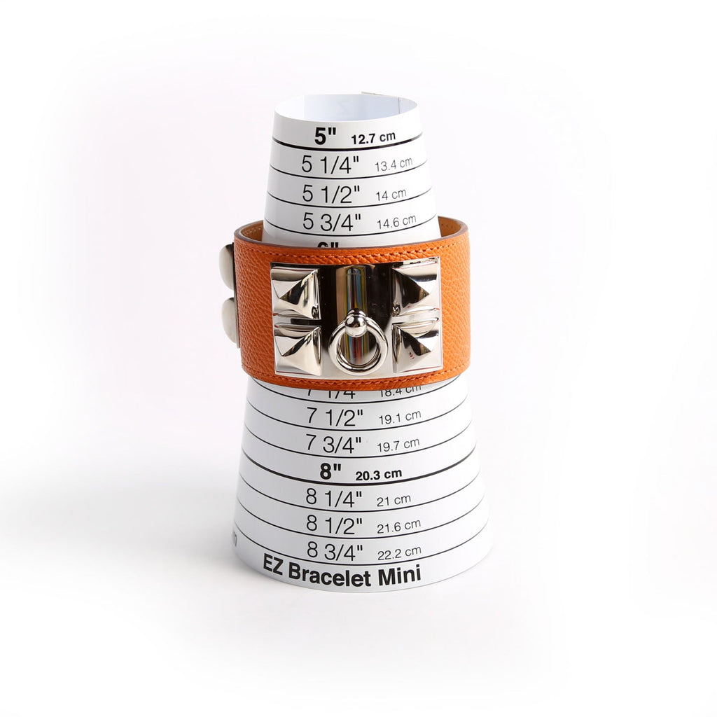Collier De Chien Epsom Leather Bracelet Orange/Silver