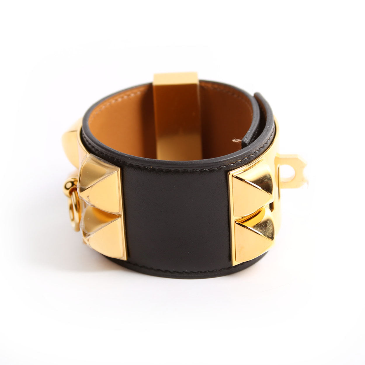 Collier De Chien Epsom Leather Bracelet Black/Gold