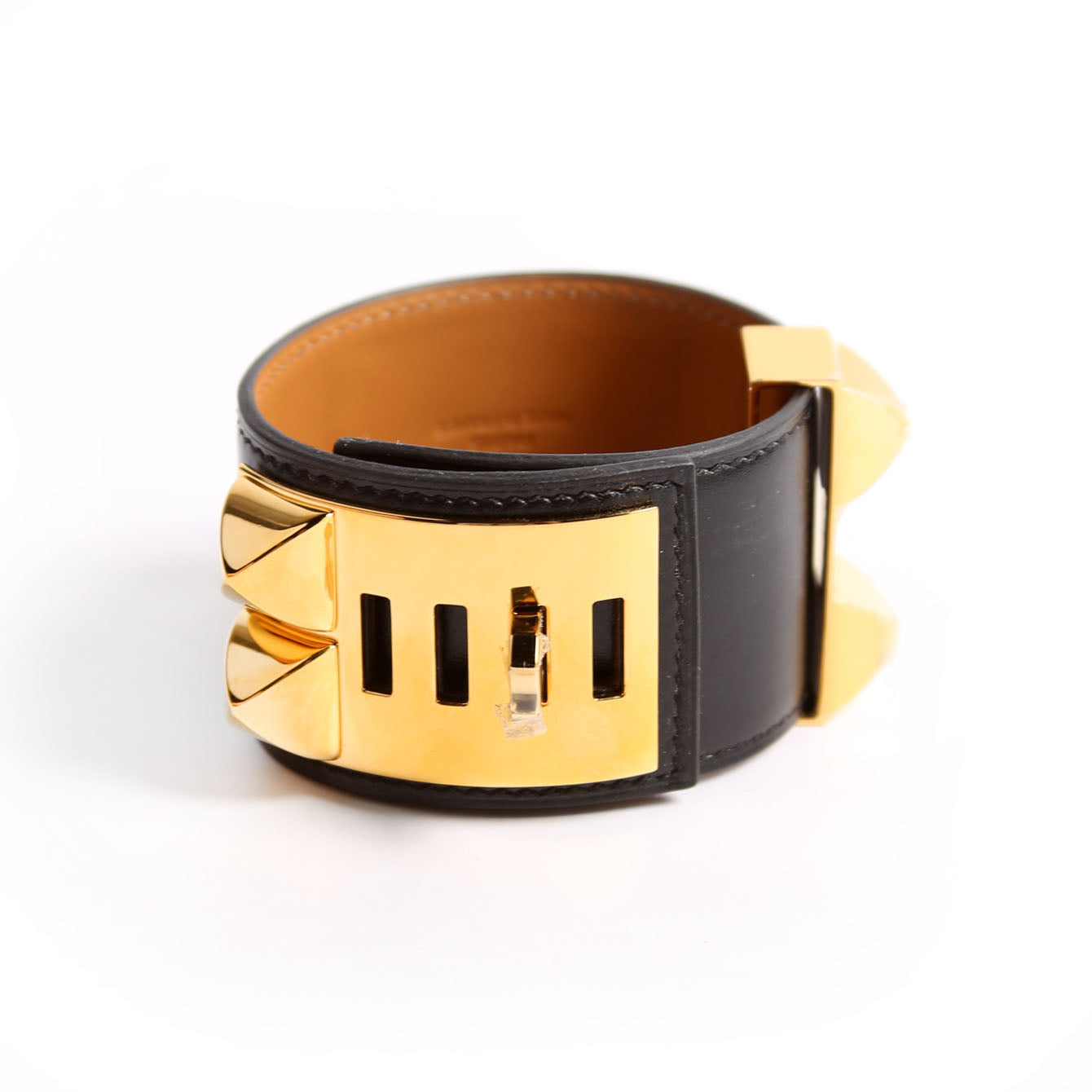 Collier De Chien Epsom Leather Bracelet Black/Gold