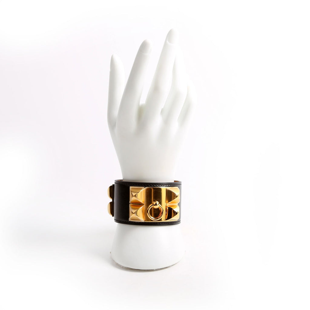 Collier De Chien Epsom Leather Bracelet Black/Gold