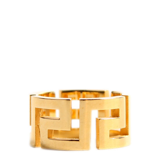 Greca Goldtone Ring Size 8 Gold