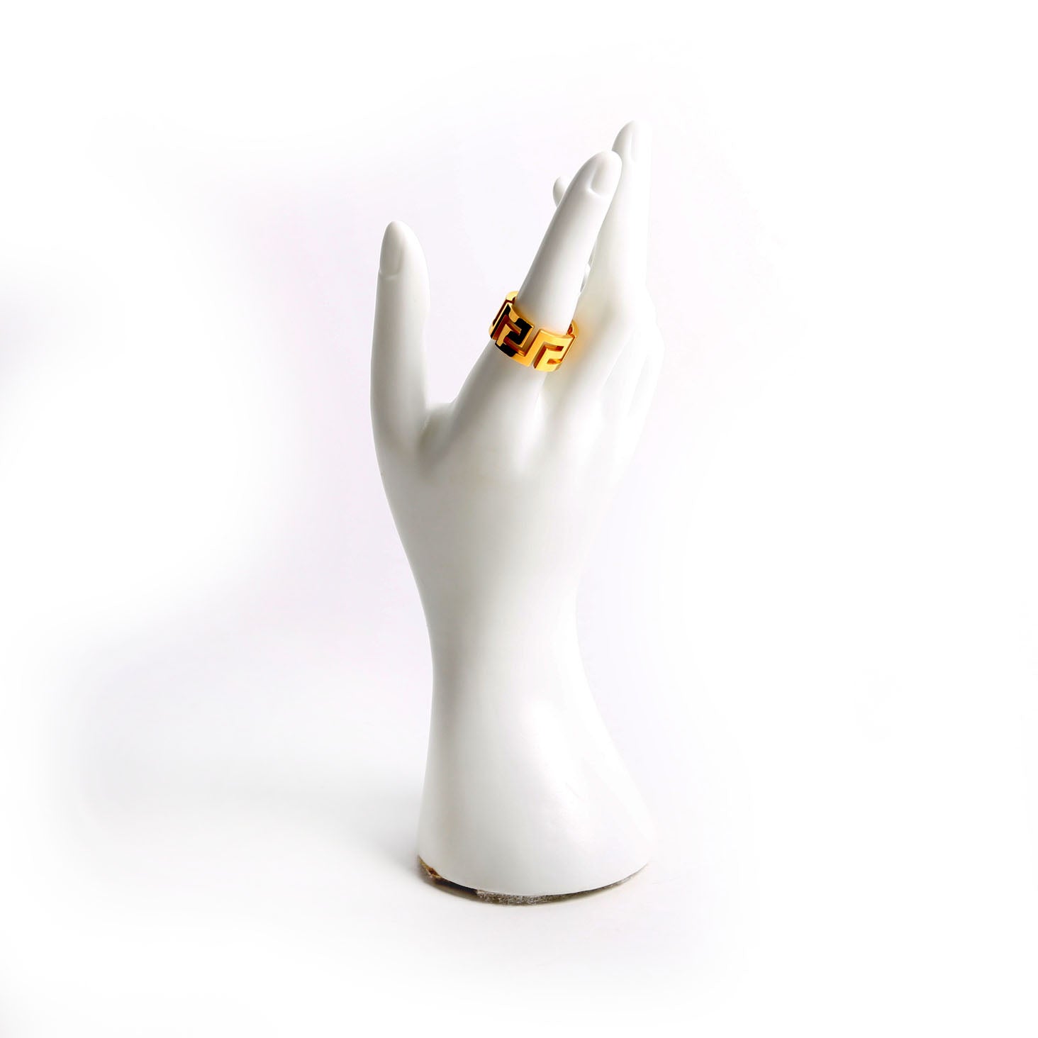 Greca Goldtone Ring Size 8 Gold
