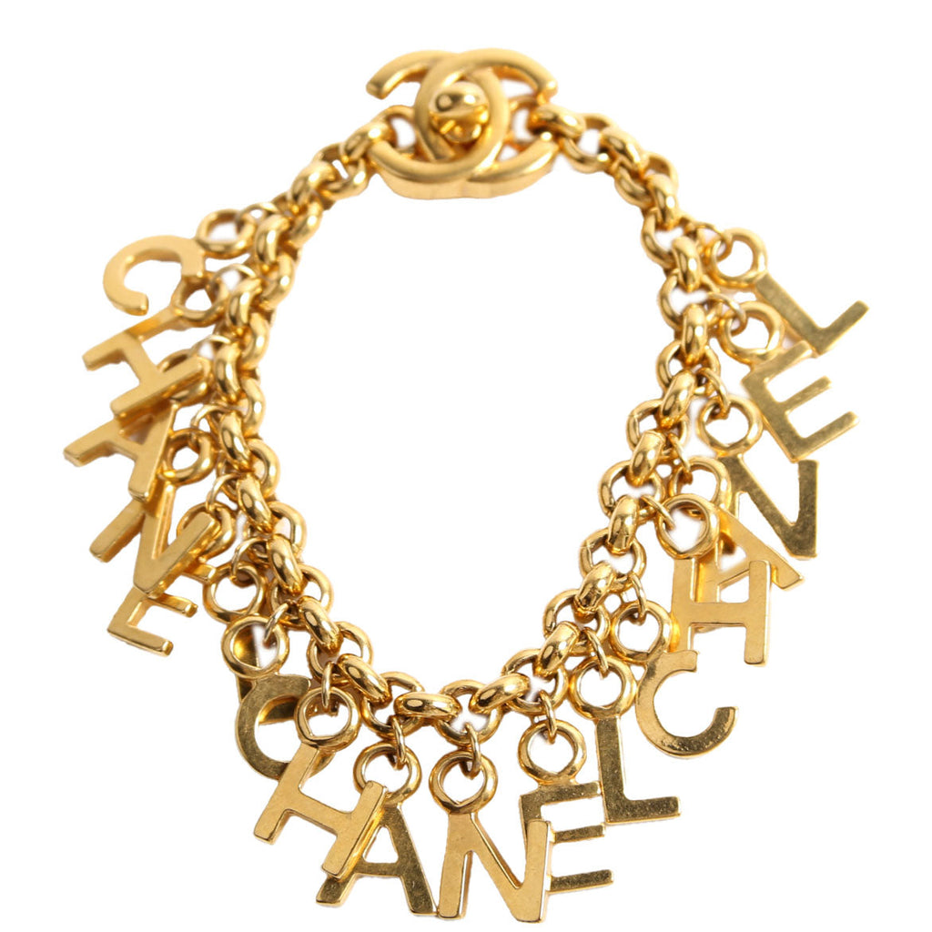 CC Turnlock Letter Charms Bracelet Gold