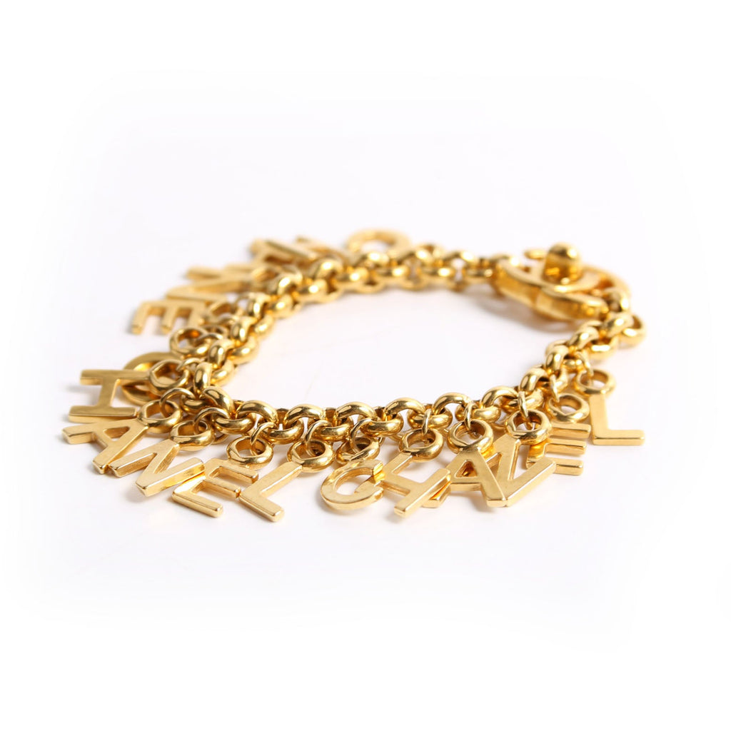 CC Turnlock Letter Charms Bracelet Gold