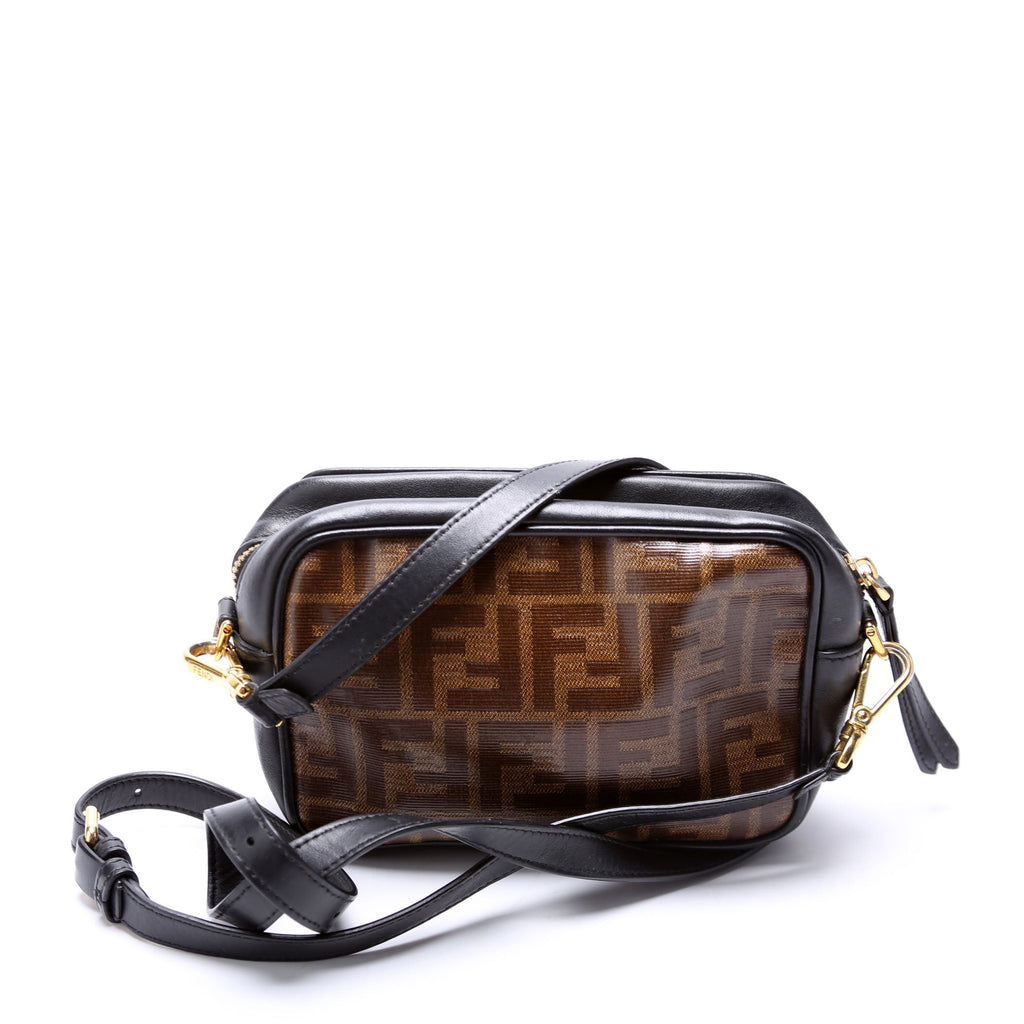 Fendi 8BS019 Zucca Coated Canvas Mini Camera Bag Brown