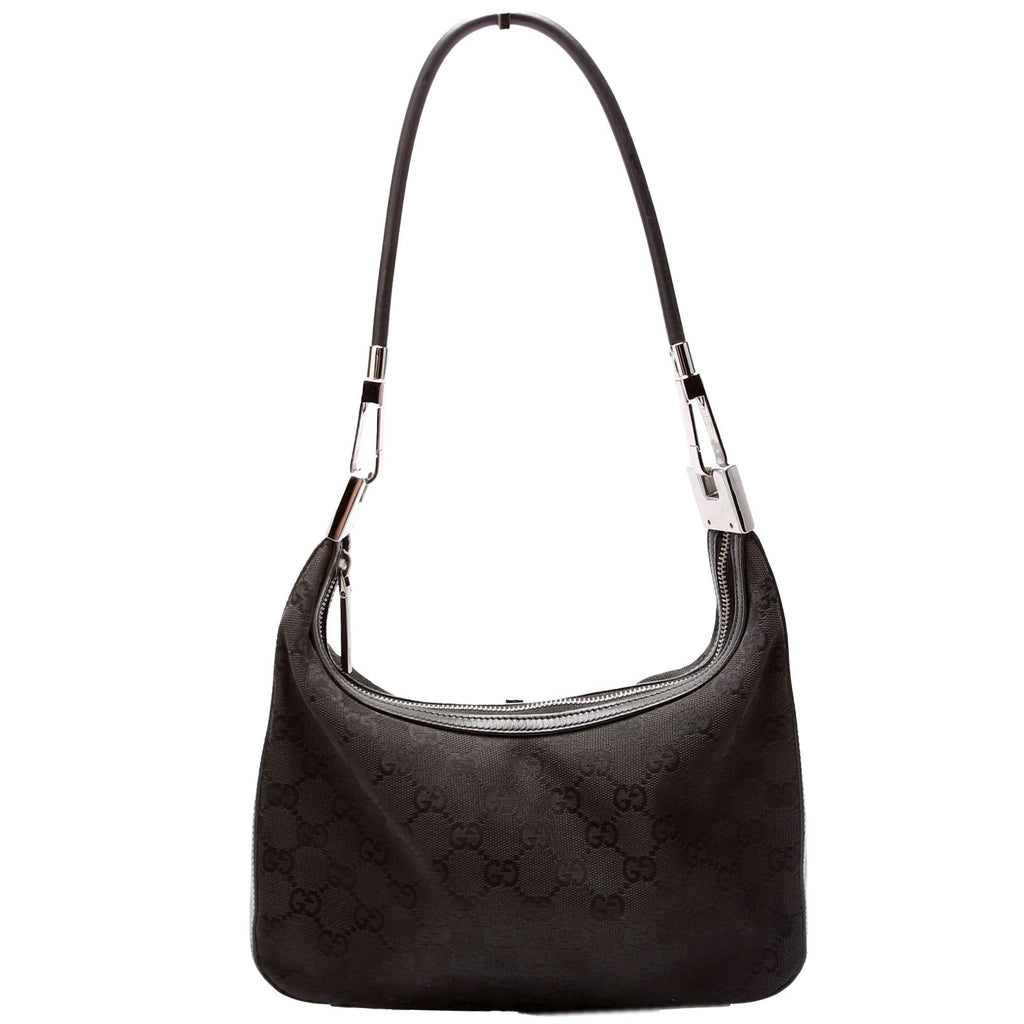 01233 GG Canvas Small Clasp Hobo Black