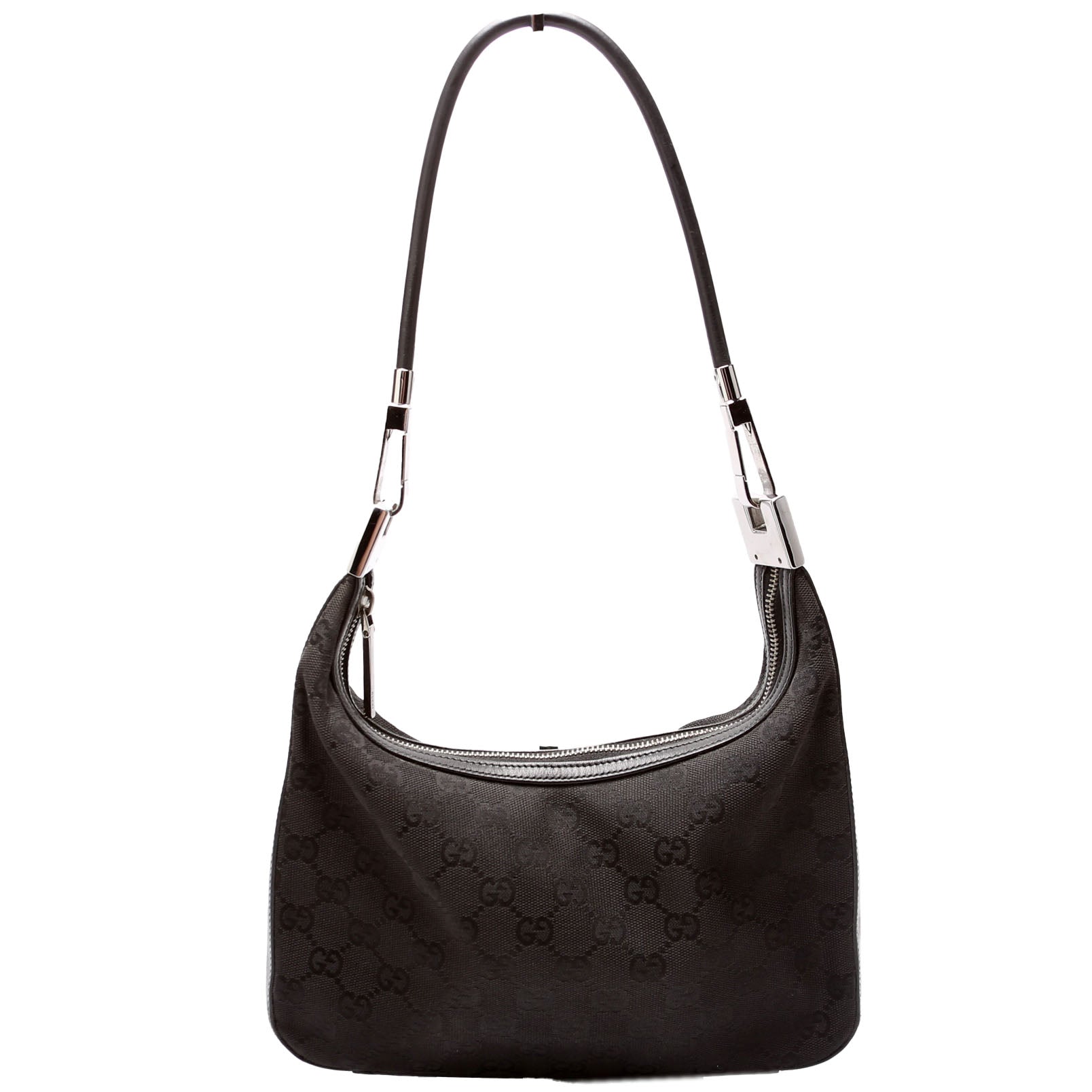 01233 GG Canvas Small Clasp Hobo Black