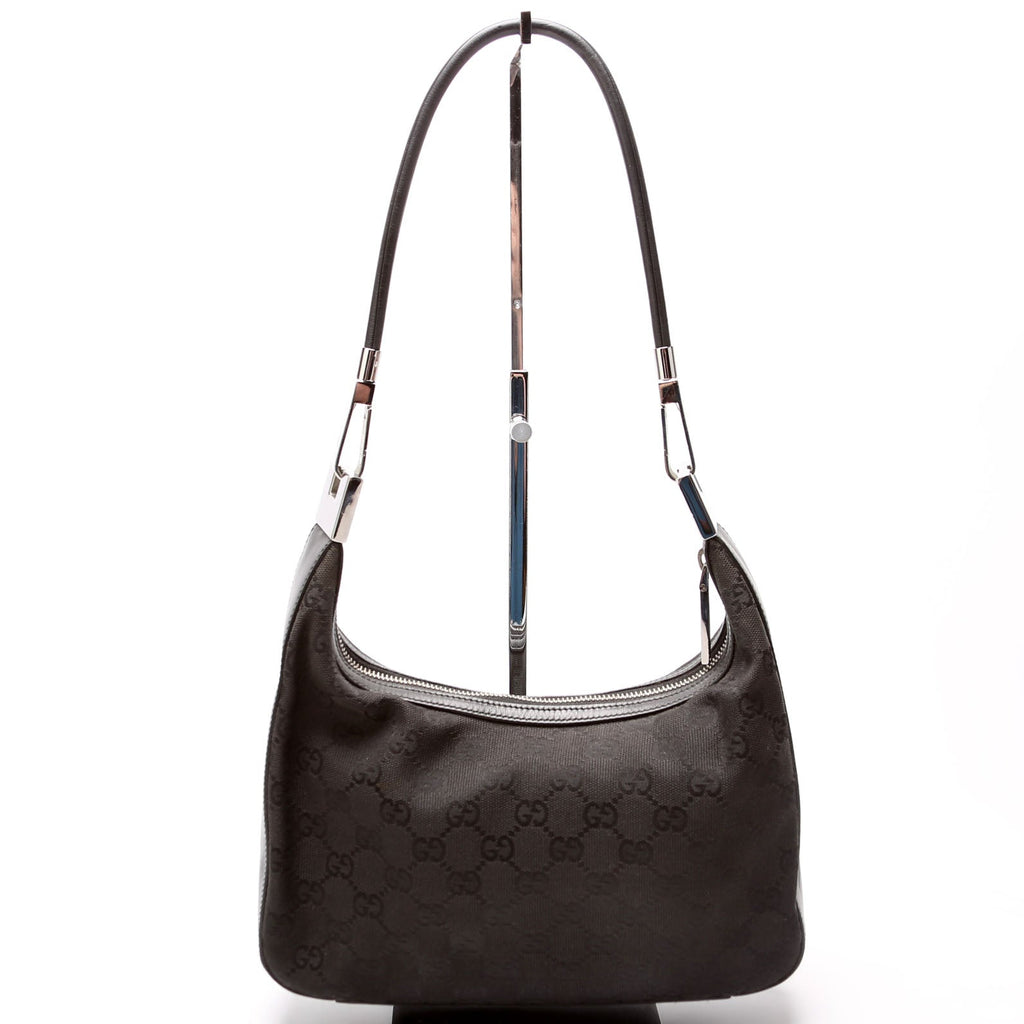 01233 GG Canvas Small Clasp Hobo Black