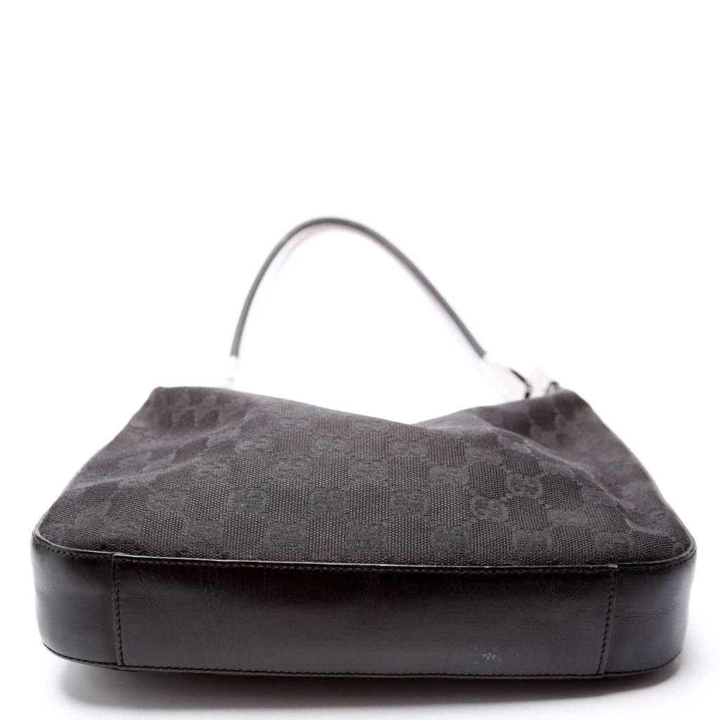 01233 GG Canvas Small Clasp Hobo Black
