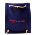 SAINT LAURENT Rive Gauche Backpack Linen Calfskin Blue/Red