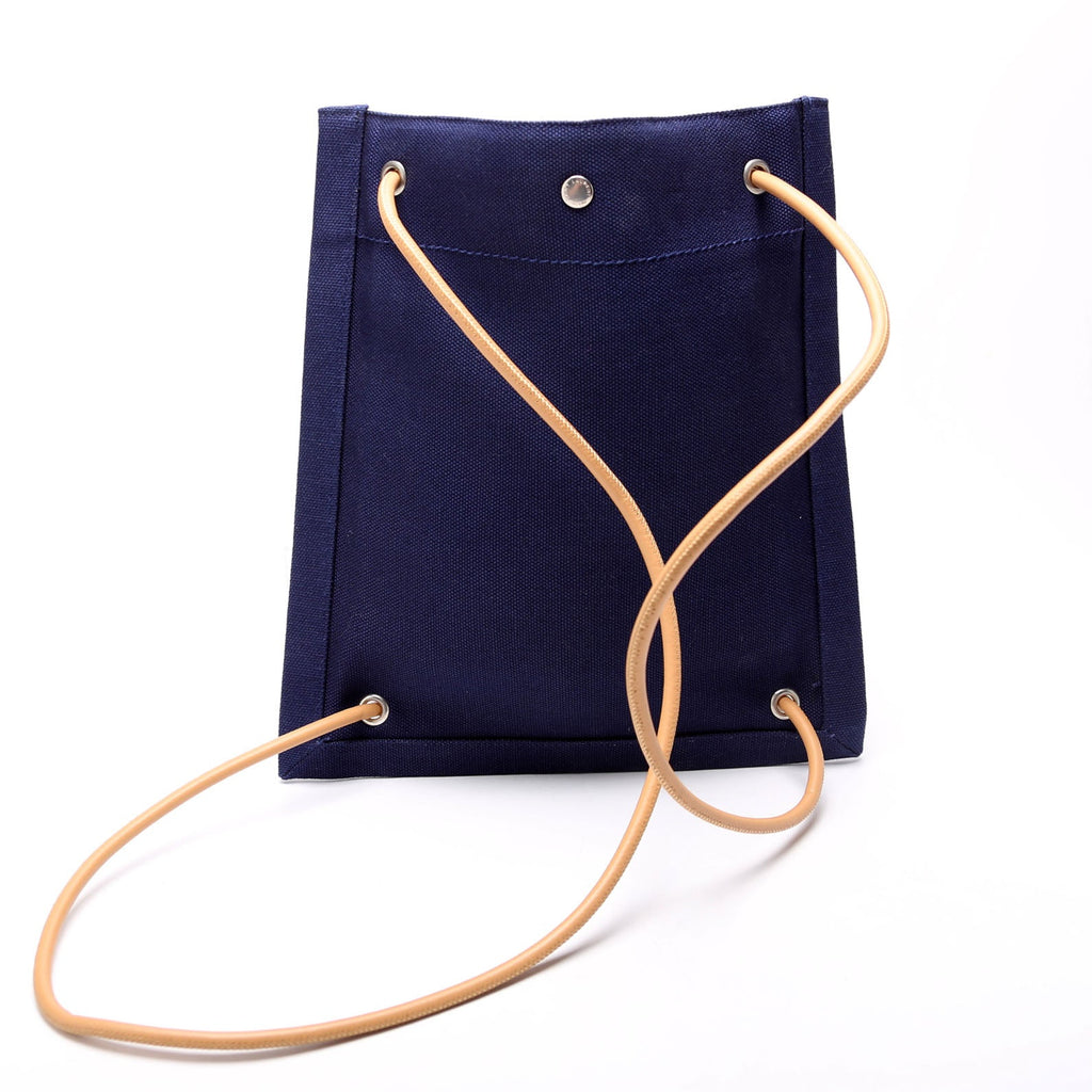 SAINT LAURENT Rive Gauche Backpack Linen Calfskin Blue/Red