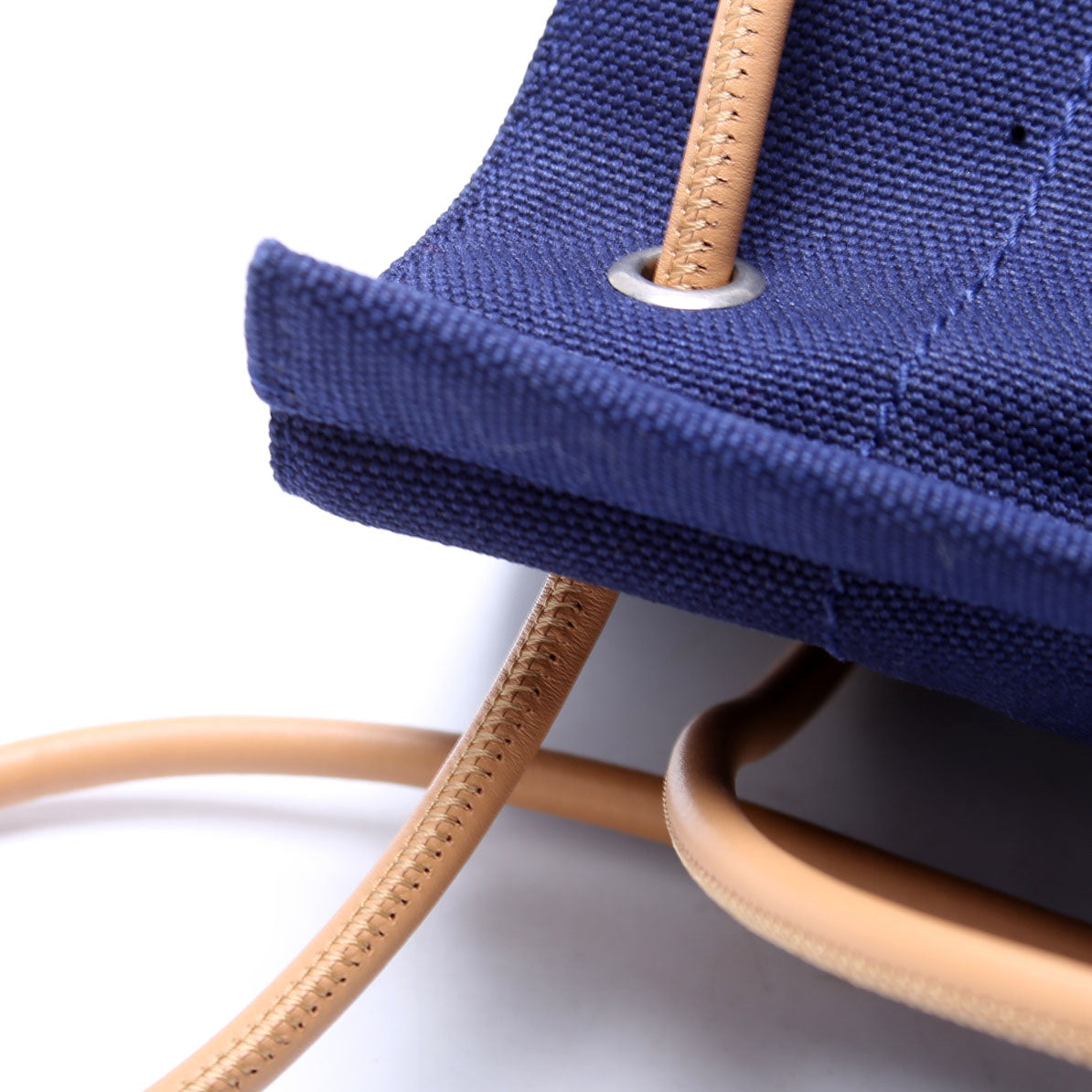 SAINT LAURENT Rive Gauche Backpack Linen Calfskin Blue/Red