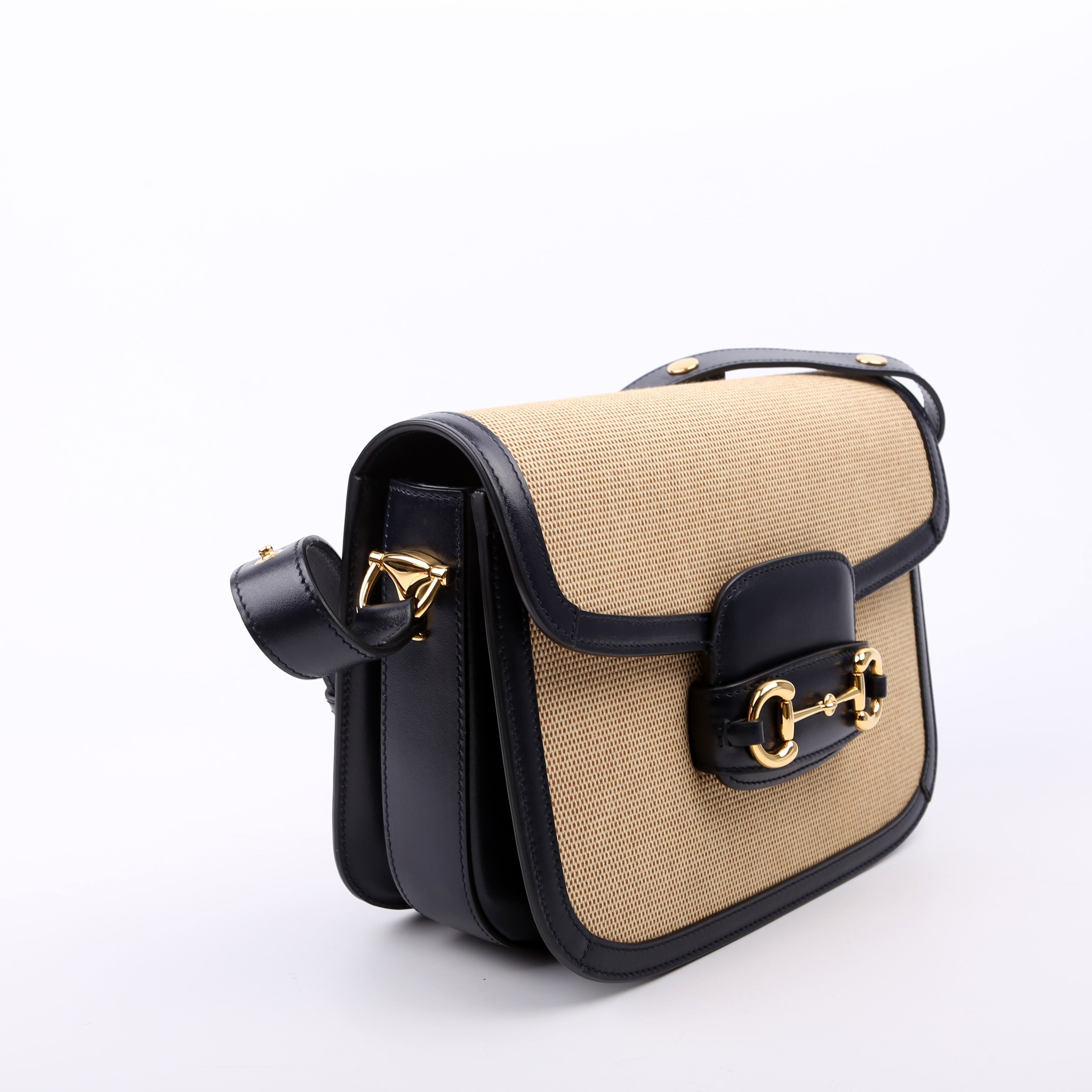 602204 Horsebit 1955 Raffia Shoulder Bag