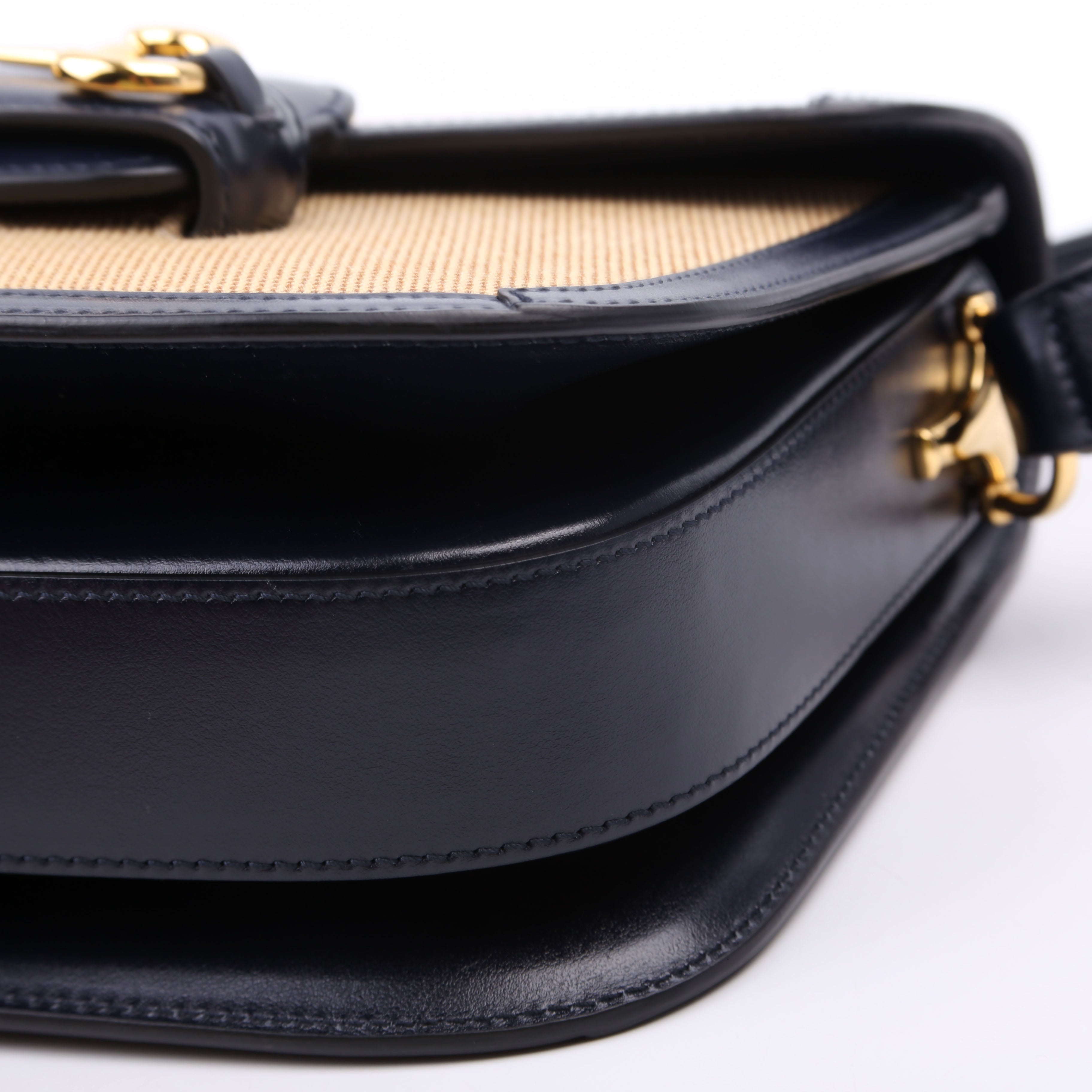 602204 Horsebit 1955 Raffia Shoulder Bag