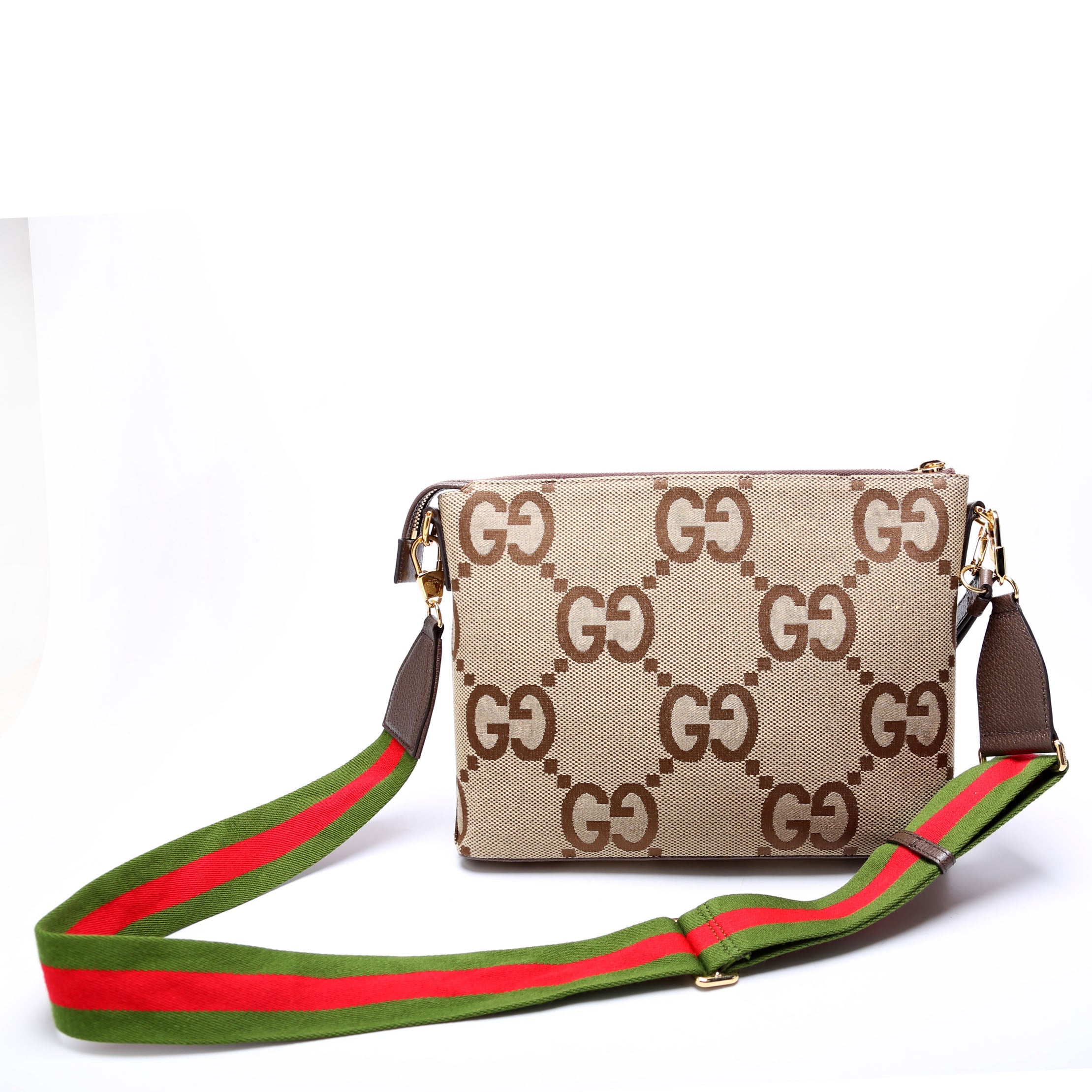 699130 Jumbo GG Messenger Brown, Red, Green and Gold