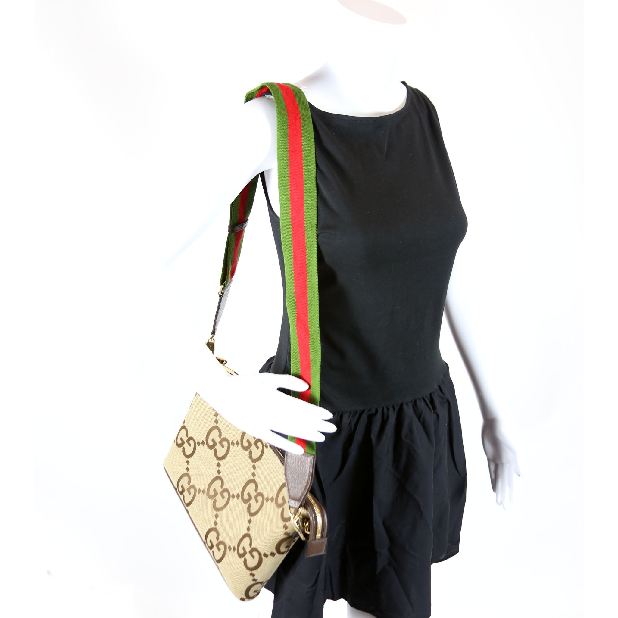699130 Jumbo GG Messenger Brown, Red, Green and Gold