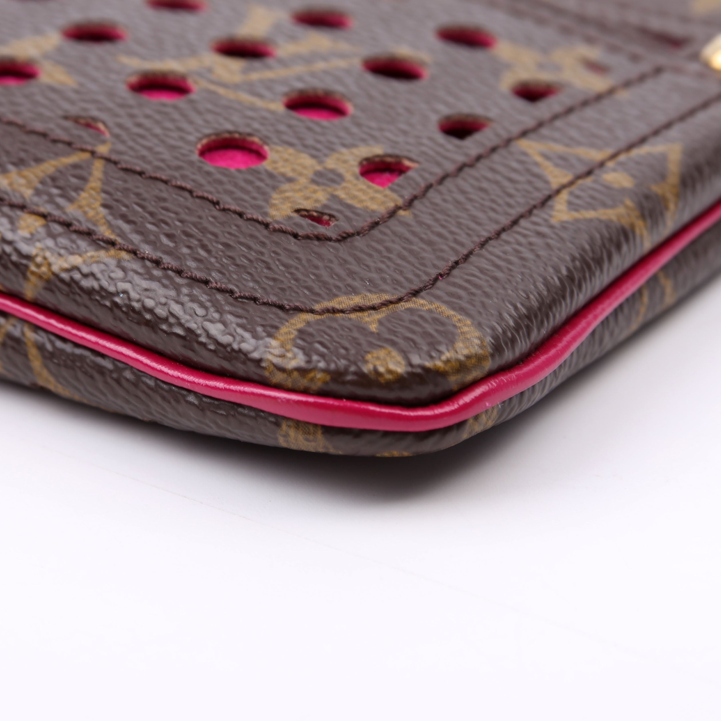 Pochette Plat Monogram Perforated Pink