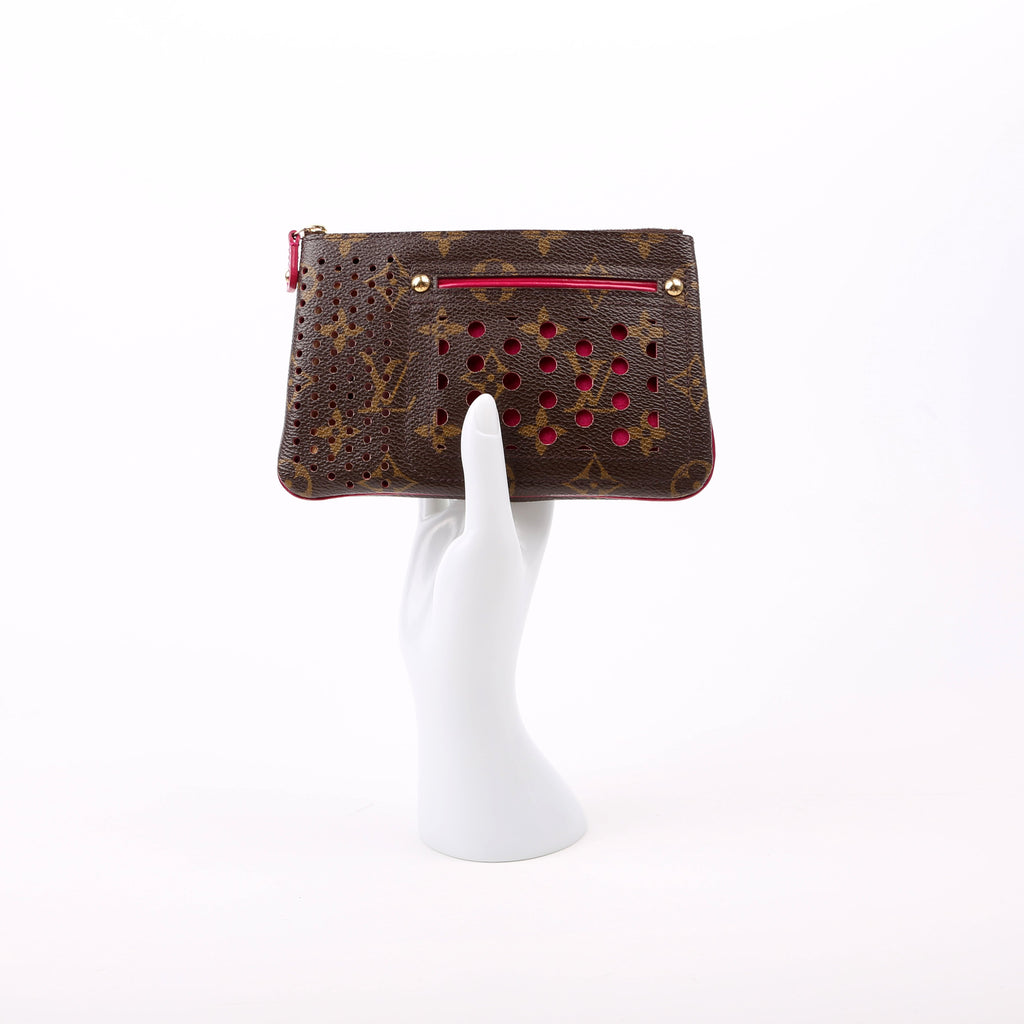 Pochette Plat Monogram Perforated Pink