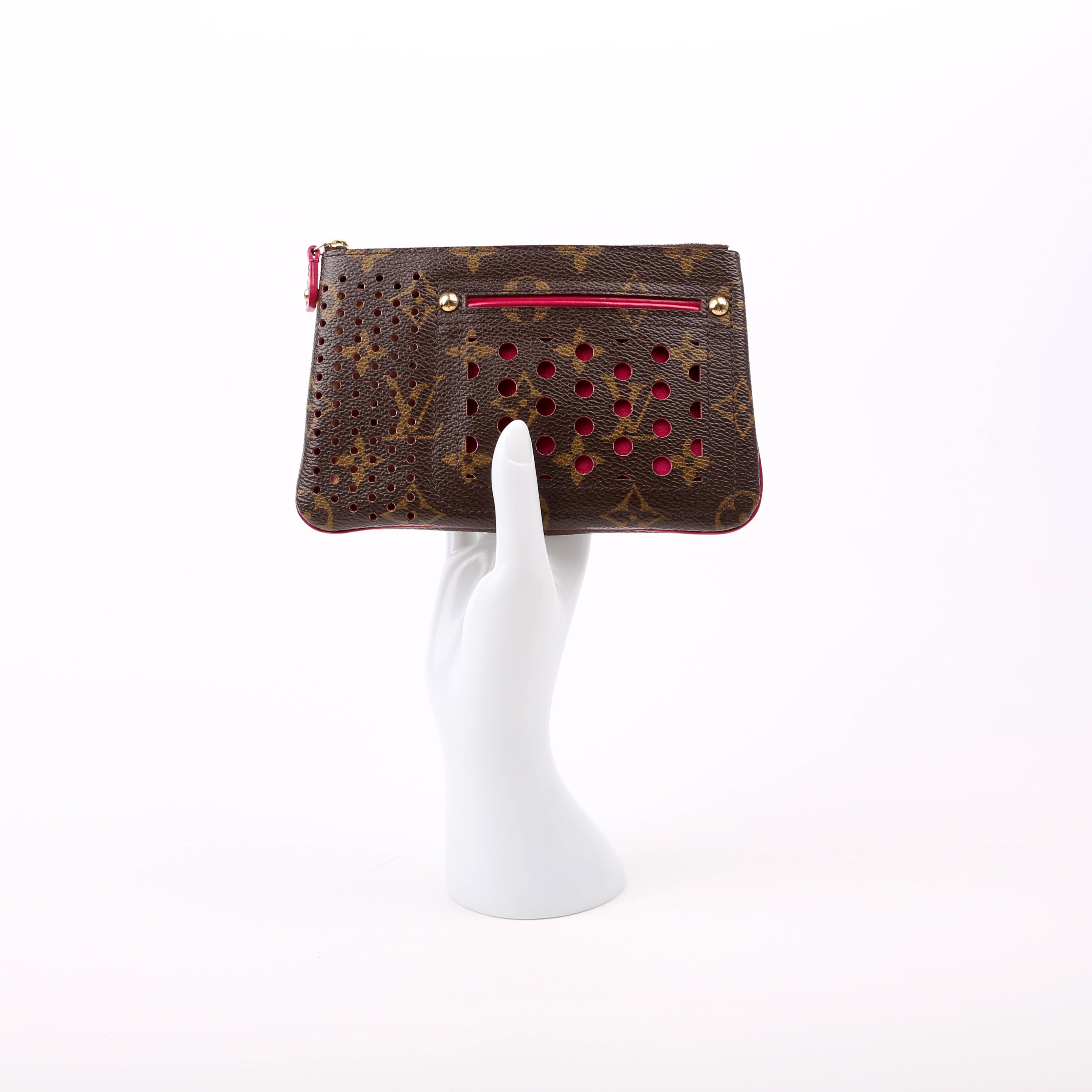 Pochette Plat Monogram Perforated Pink