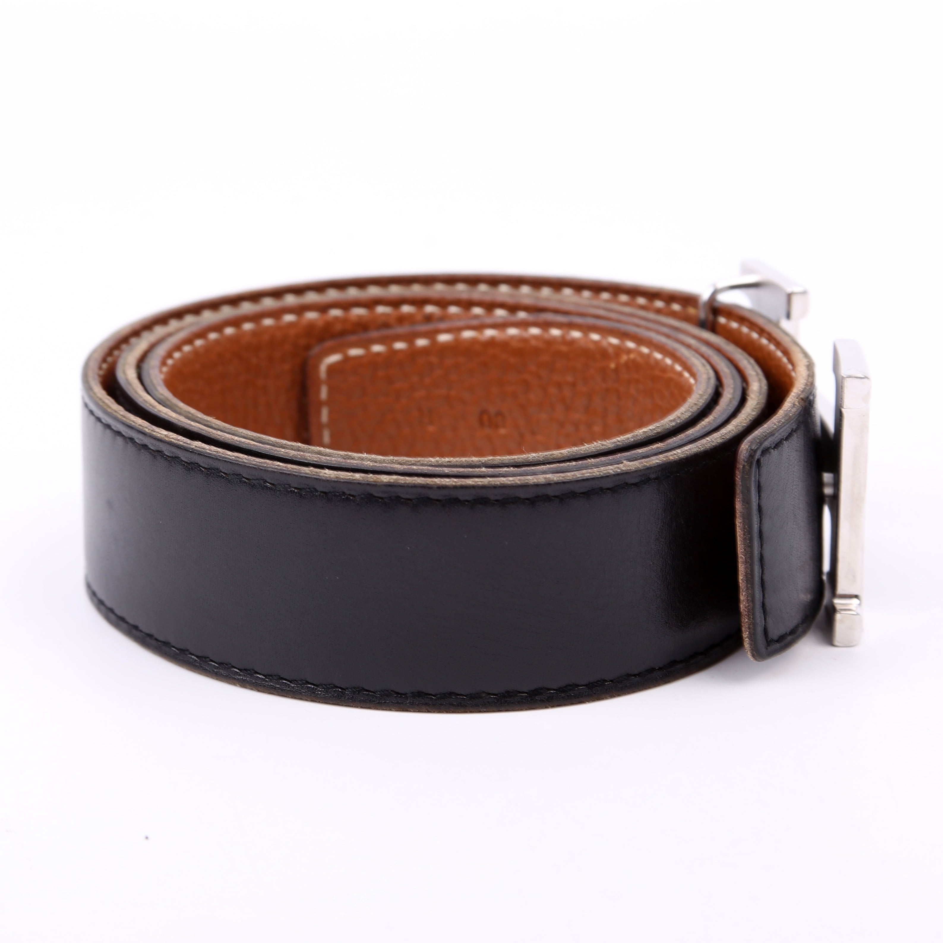 H Reversible Leather Belt Size 80/32 Black