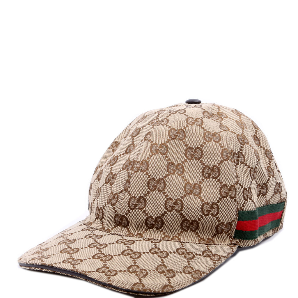200035 GG Canvas Web Hat Size Large Brown