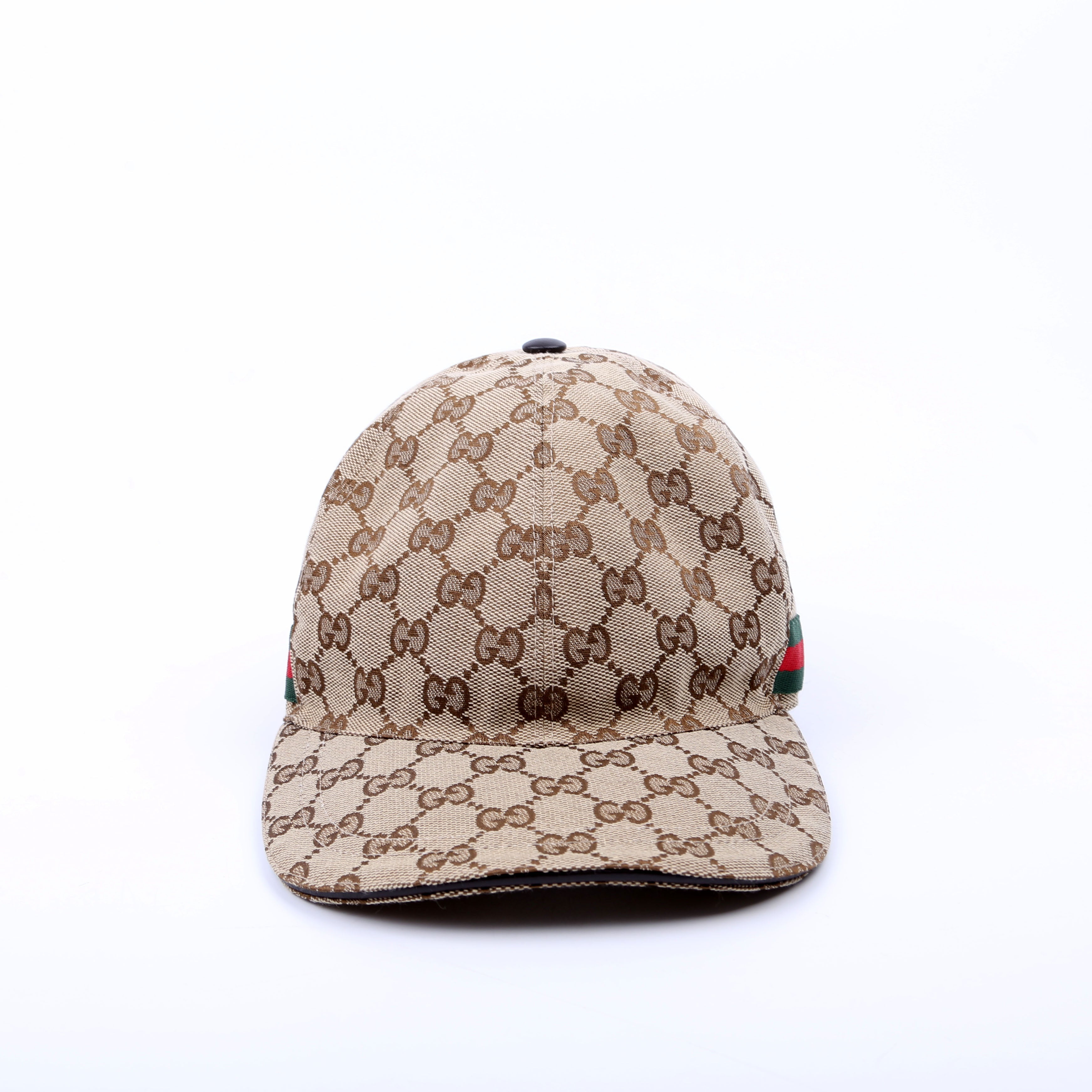 200035 GG Canvas Web Hat Size Large Brown