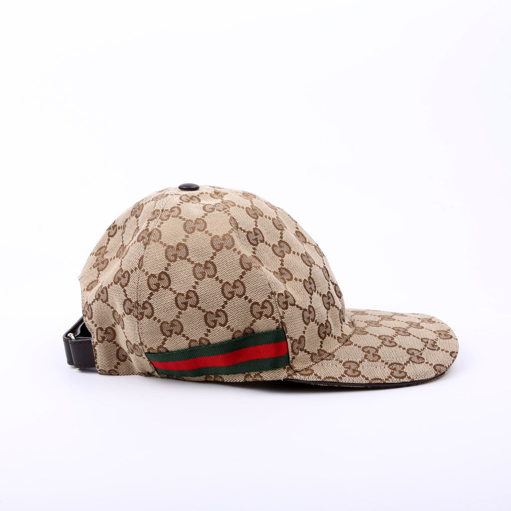 200035 GG Canvas Web Hat Size Large Brown