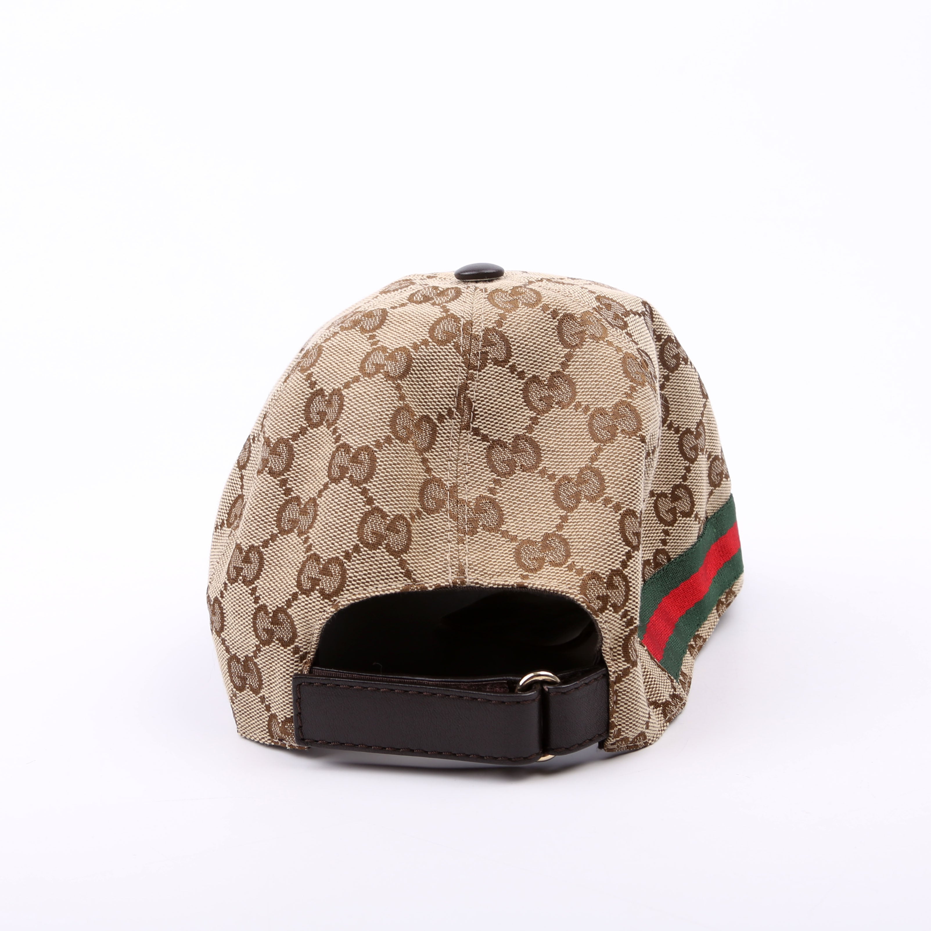 200035 GG Canvas Web Hat Size Large Brown
