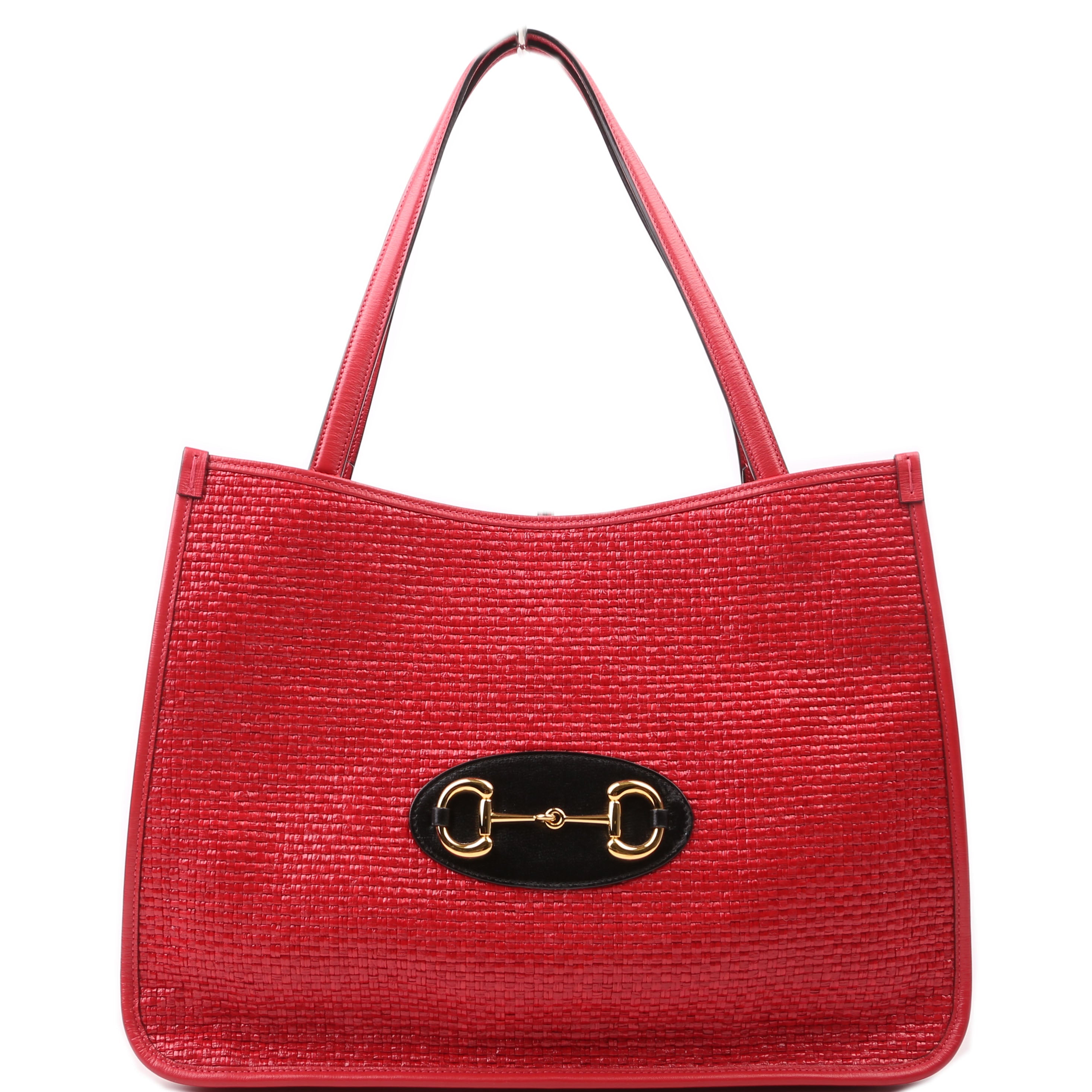 623694 1955 Horsebit Raffia Tote Red