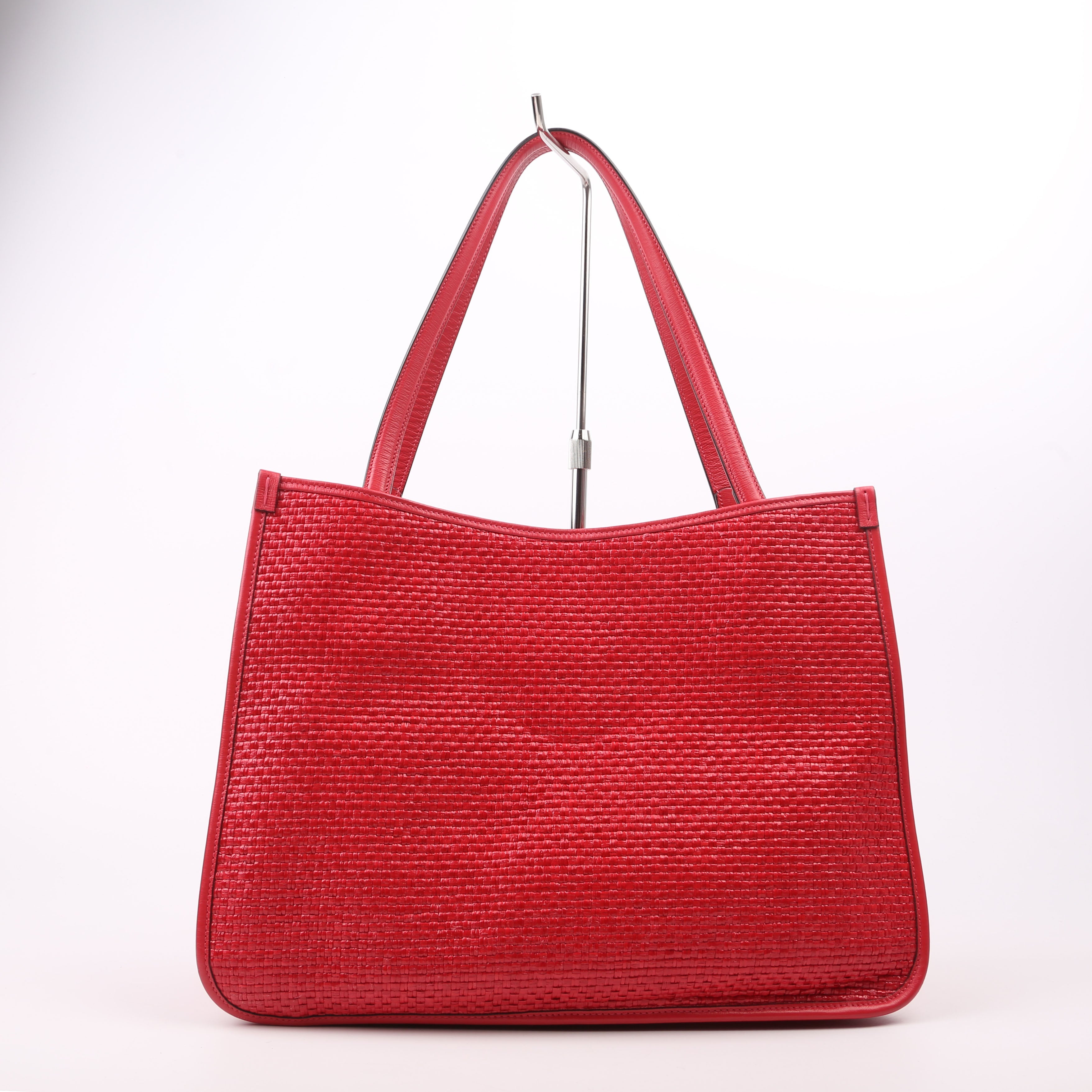 623694 1955 Horsebit Raffia Tote Red