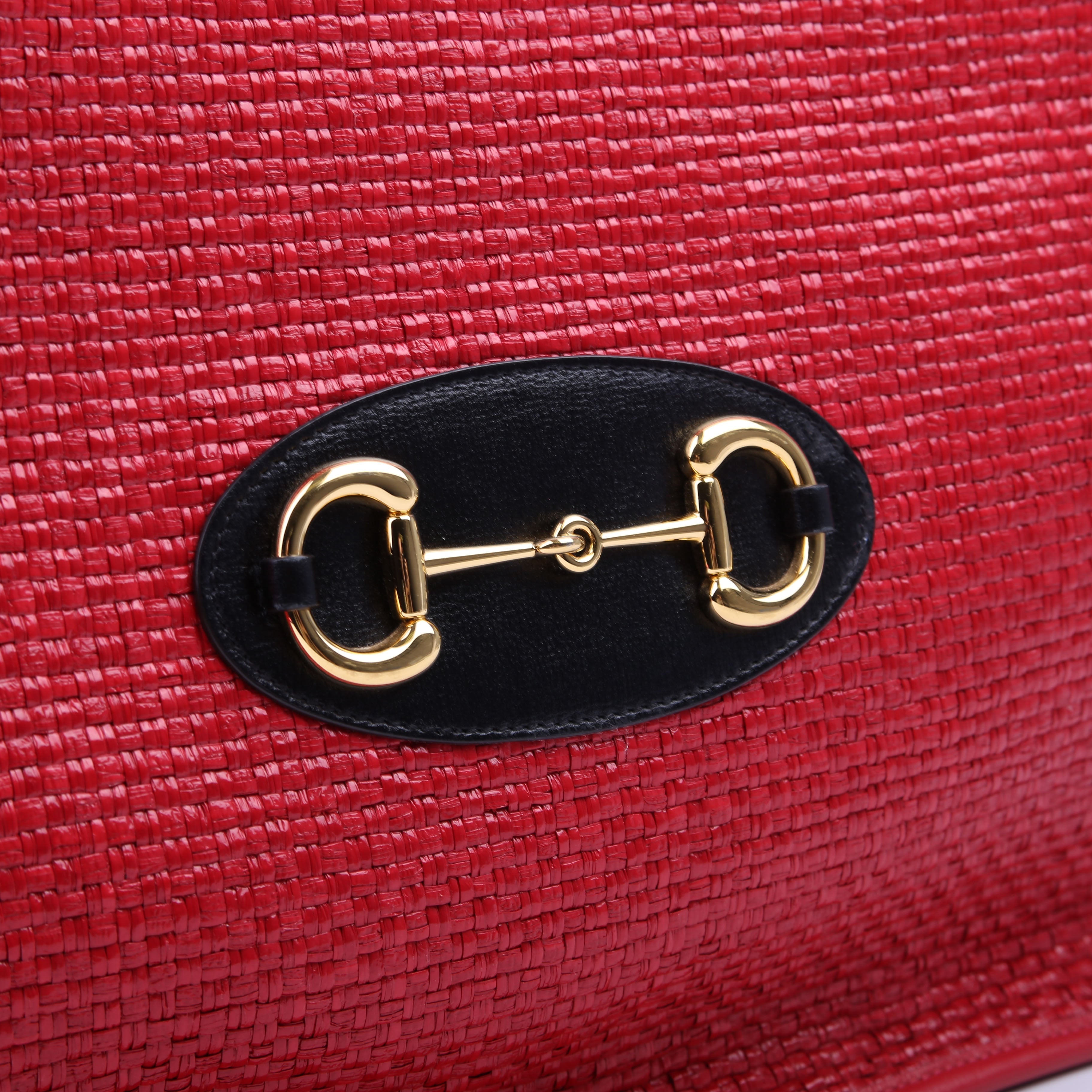 623694 1955 Horsebit Raffia Tote Red