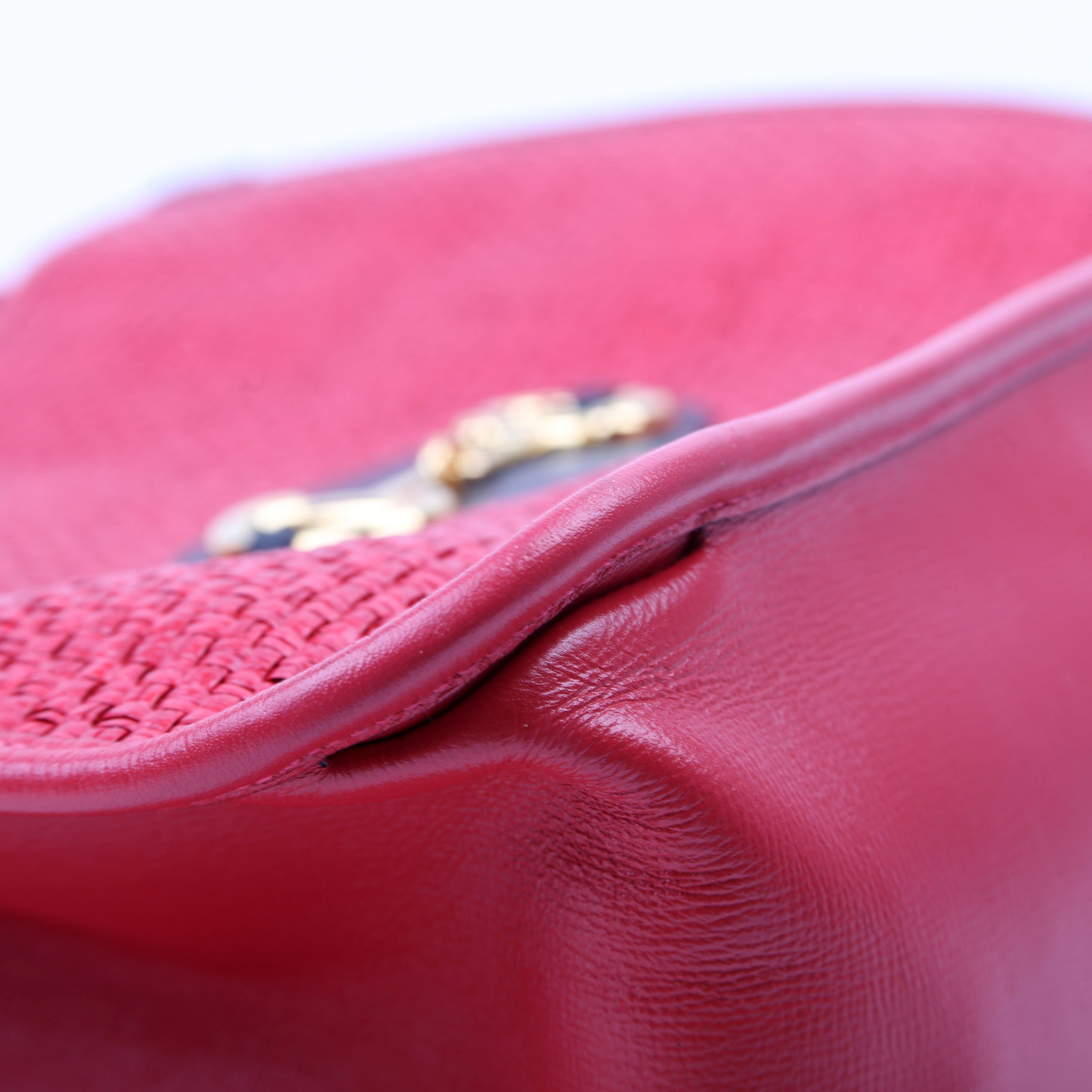 623694 1955 Horsebit Raffia Tote Red