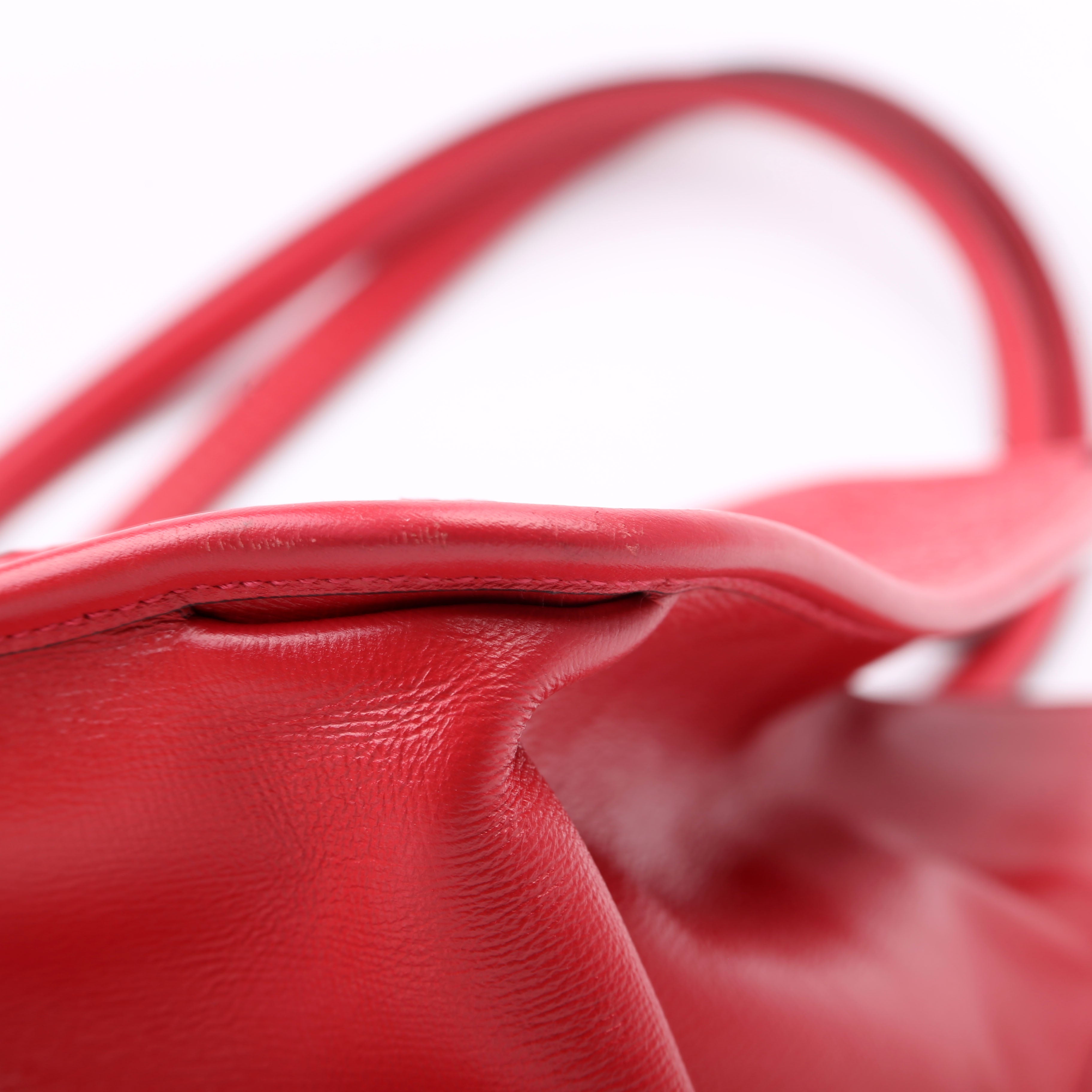 623694 1955 Horsebit Raffia Tote Red