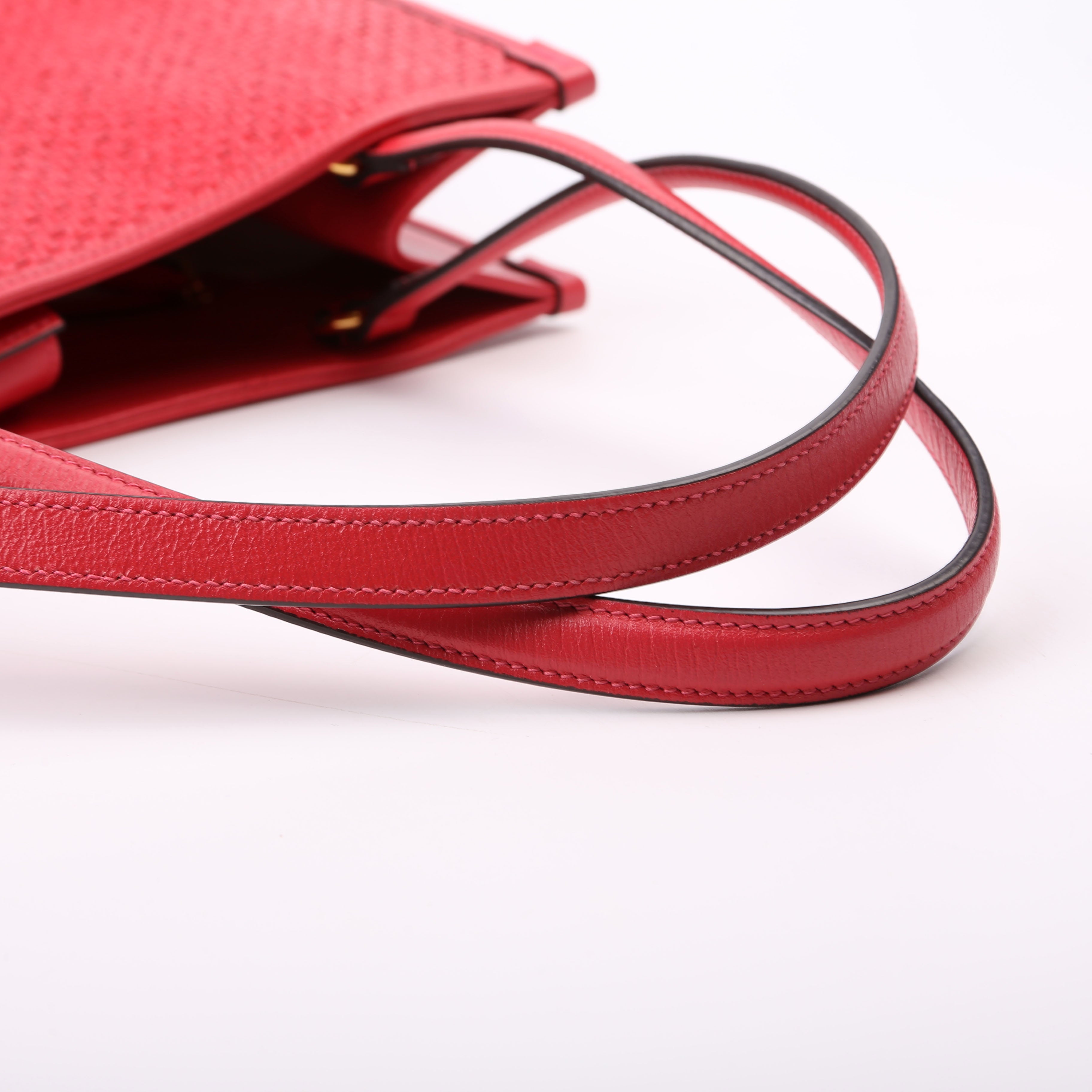623694 1955 Horsebit Raffia Tote Red