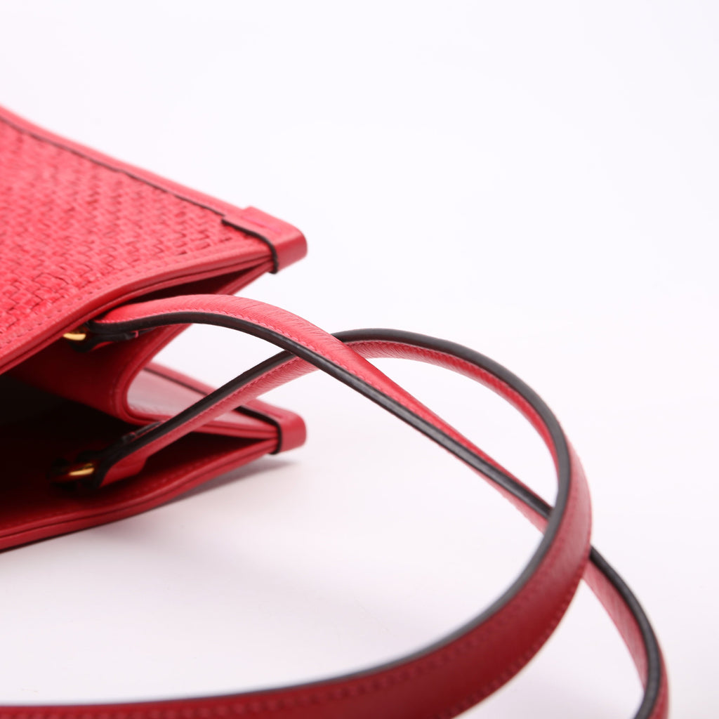 623694 1955 Horsebit Raffia Tote Red