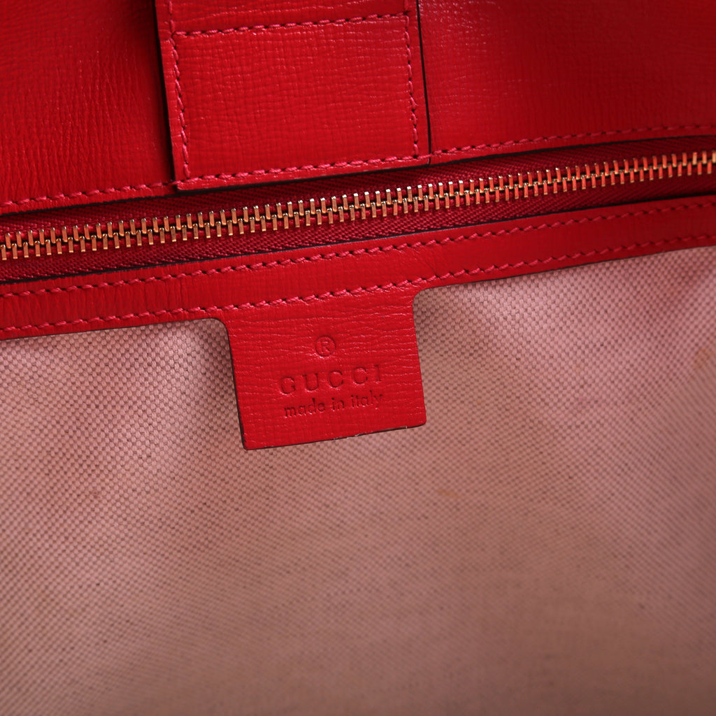 623694 1955 Horsebit Raffia Tote Red