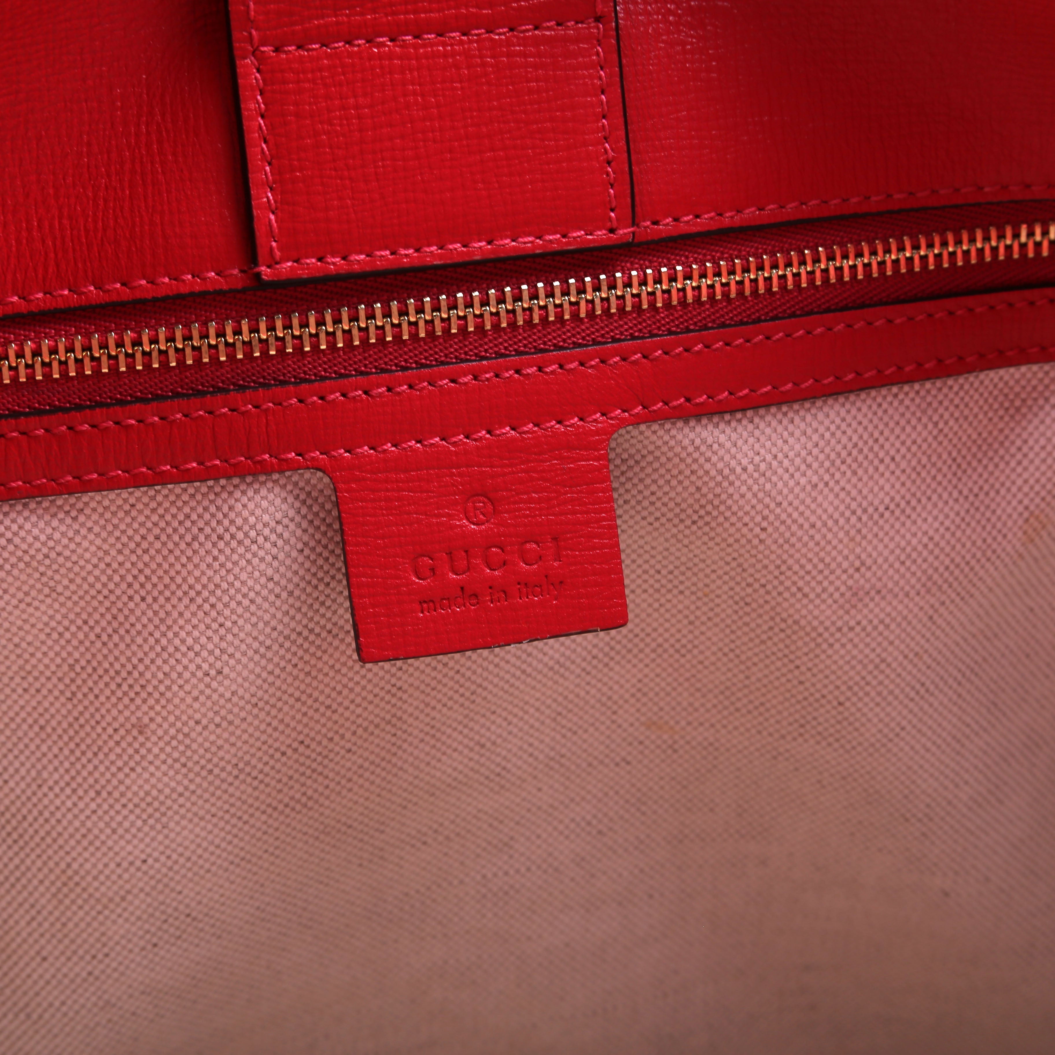 623694 1955 Horsebit Raffia Tote Red