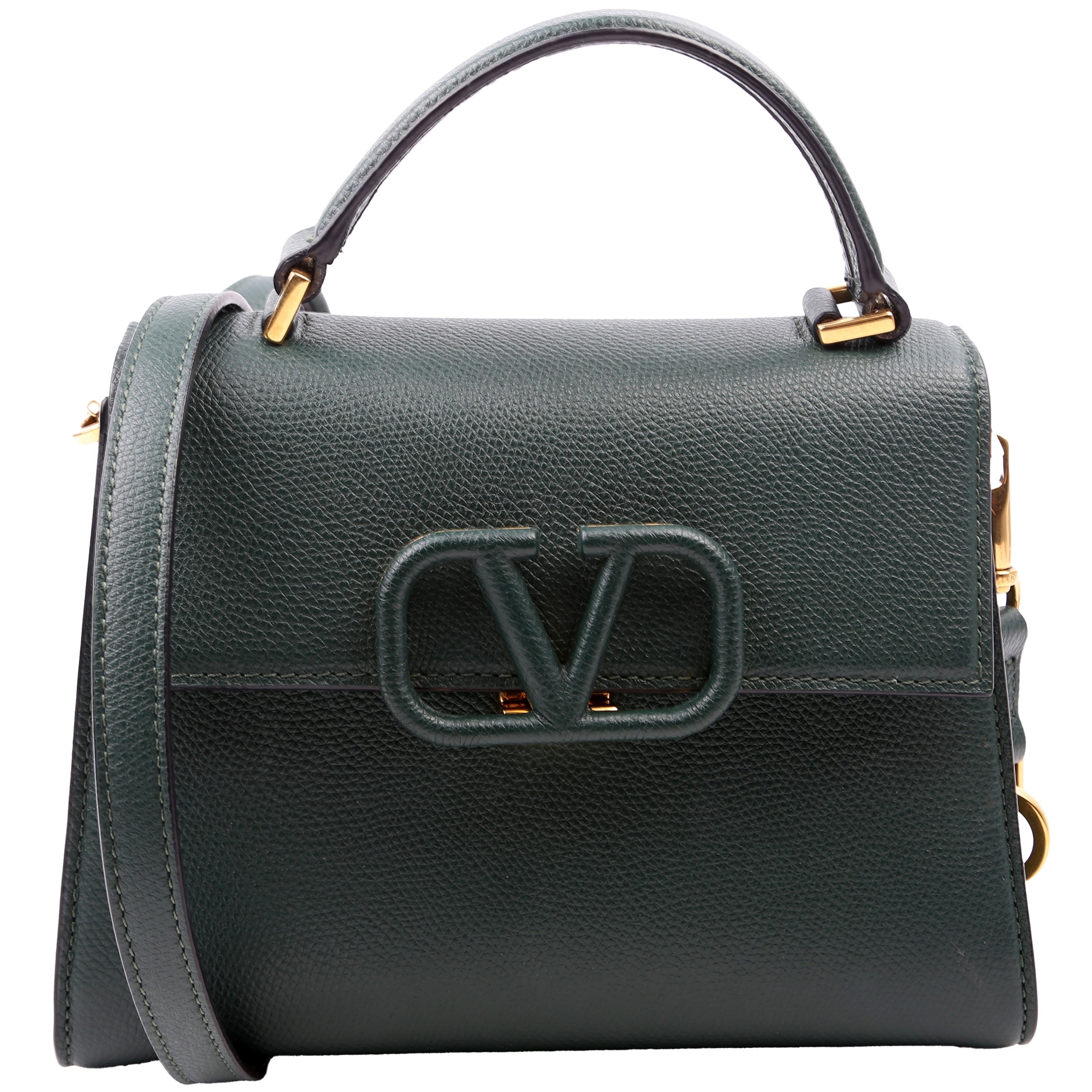 Vsling Top Handle Small Shoulder Bag Grained Leather Green