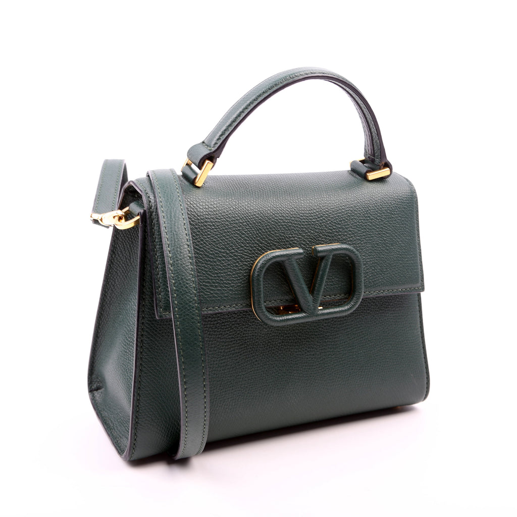 Vsling Top Handle Small Shoulder Bag Grained Leather Green