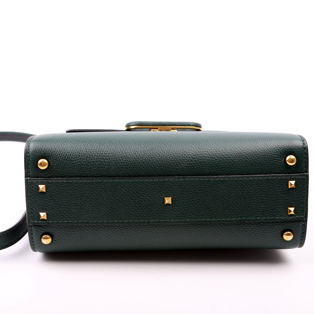 Vsling Top Handle Small Shoulder Bag Grained Leather Green