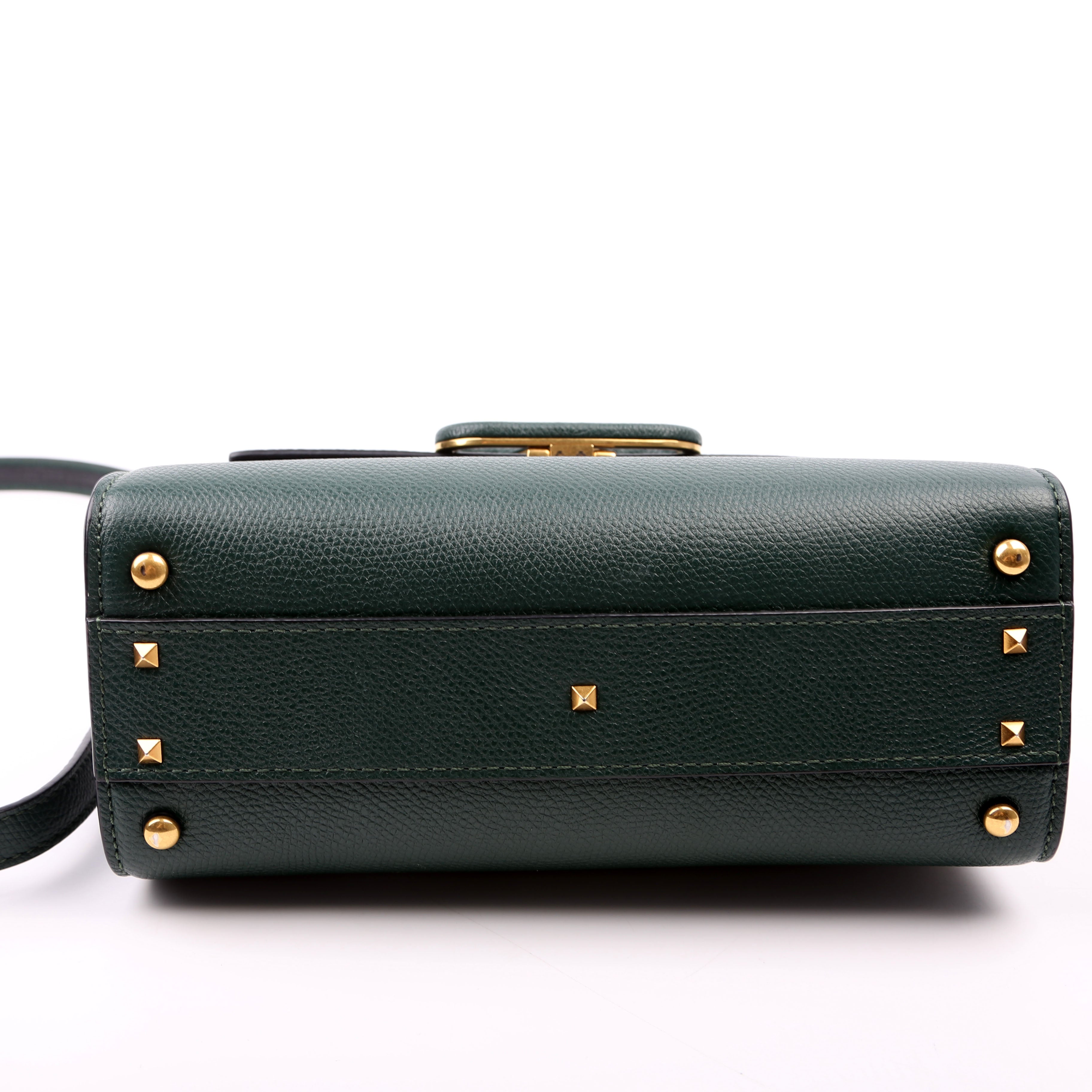 Vsling Top Handle Small Shoulder Bag Grained Leather Green