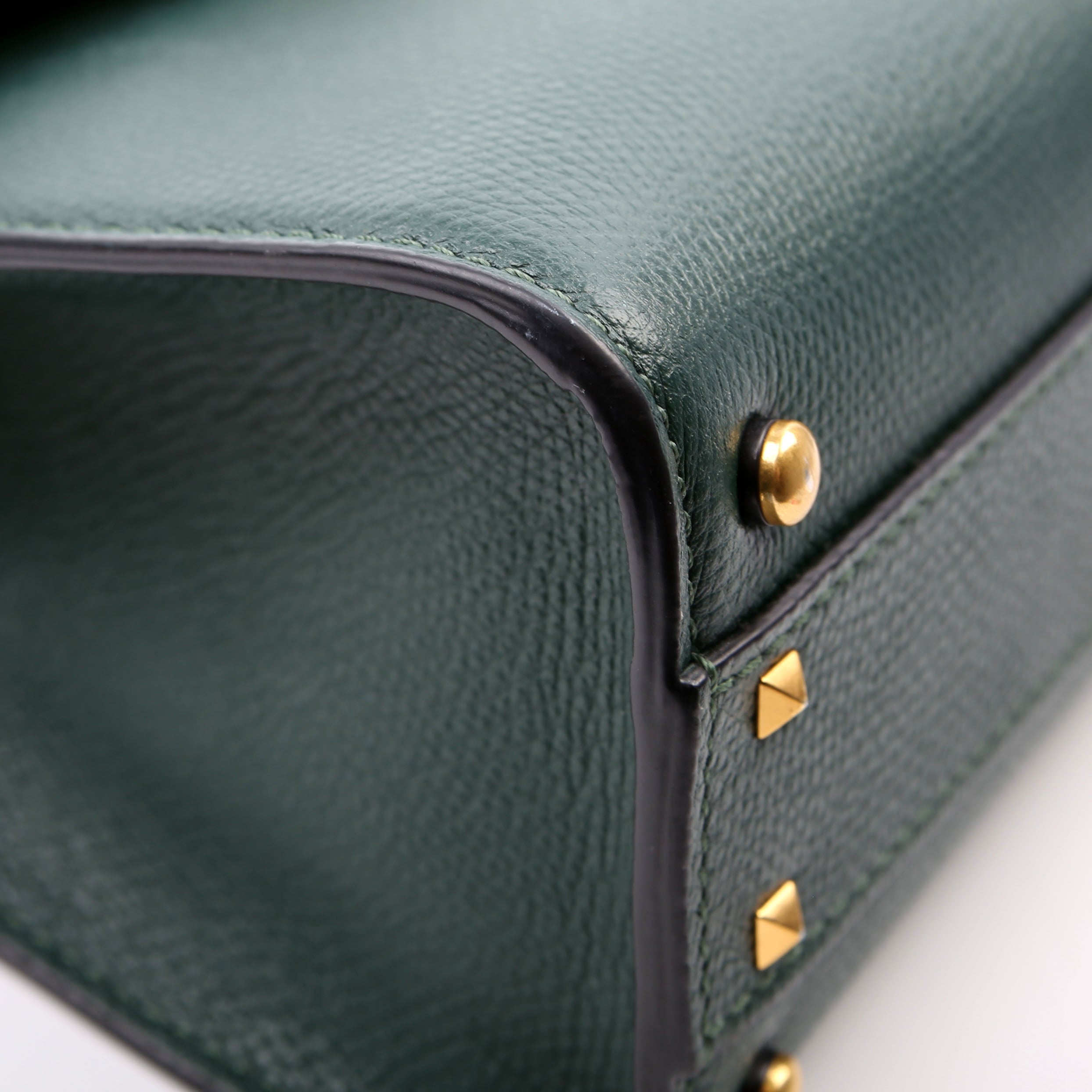 Vsling Top Handle Small Shoulder Bag Grained Leather Green